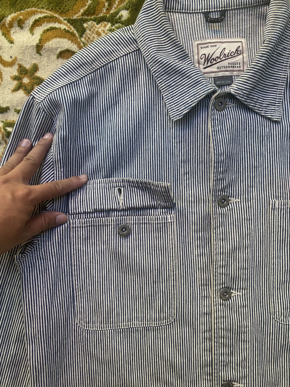 Woolrich Woolen Mills Vintage 90s Woolrich Chore Jacket Hickory Stripe Pattern Size US L / EU 52-54 / 3 - 4 Thumbnail
