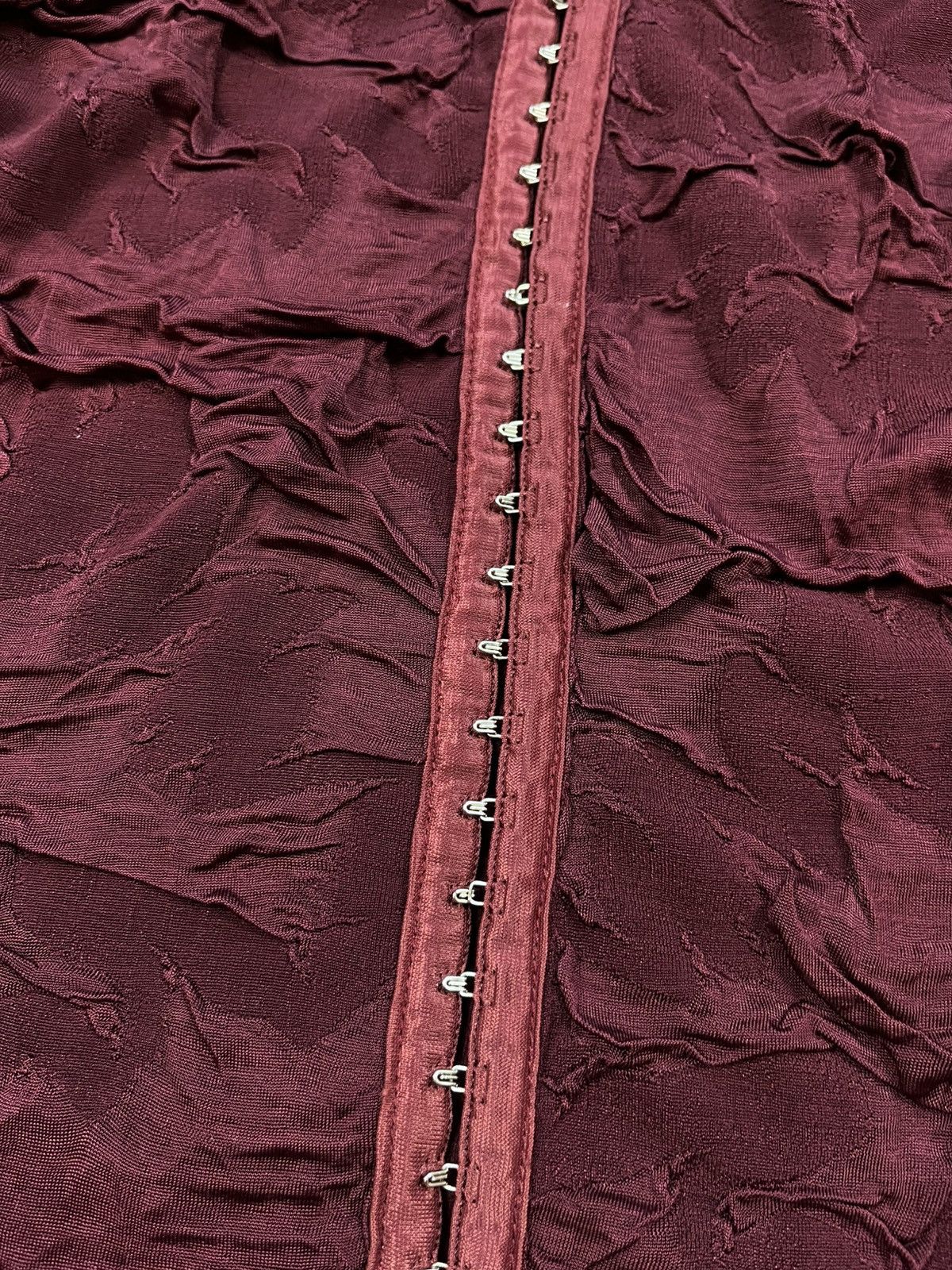 Vintage Y2K Gothic Velvet Hook Front Textured Burgundy Shirt Size S / US 4 / IT 40 - 6 Thumbnail
