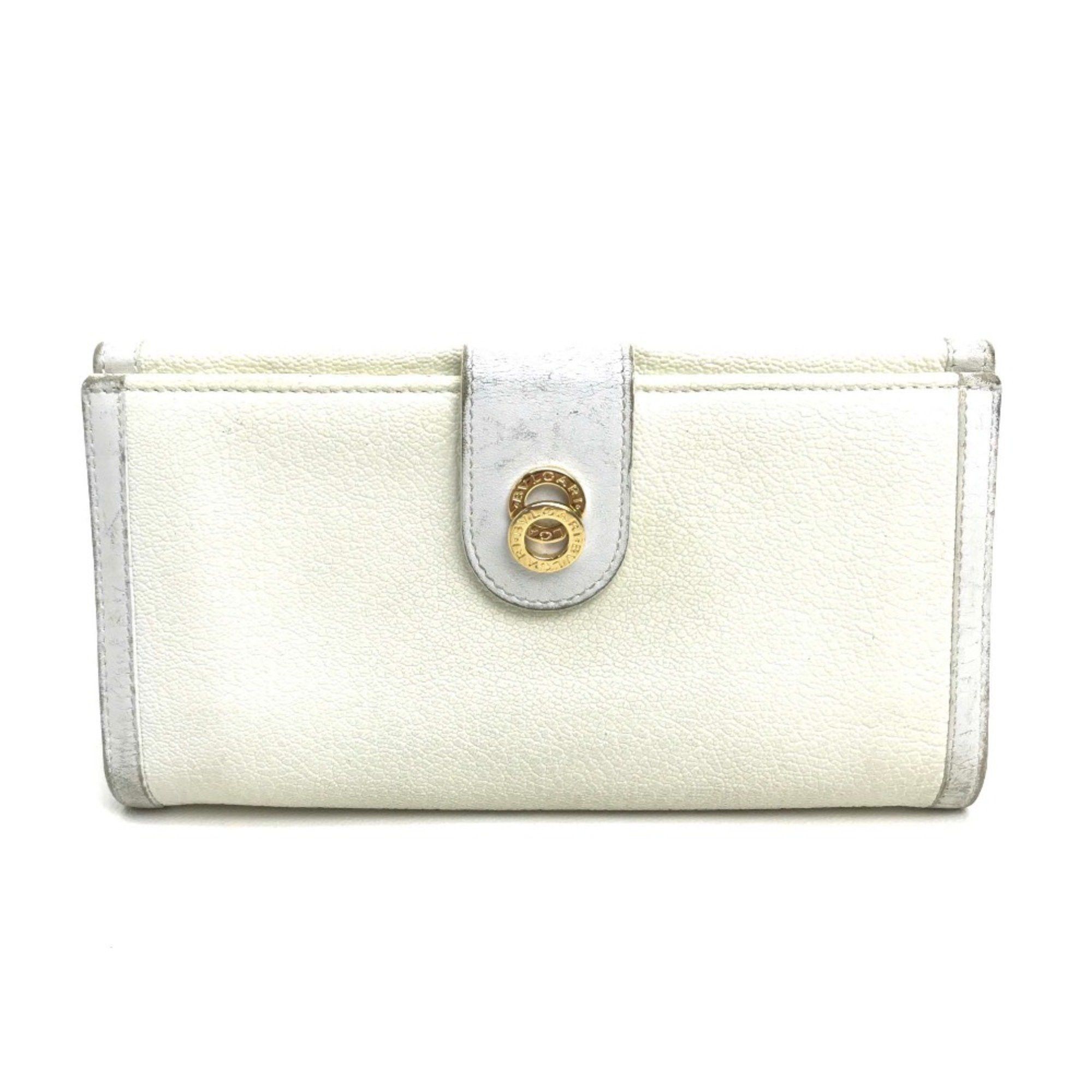 Bvlgari Bvlgari goat leather cowhide Double Snap long wallet tri-fold Long Wallet White Size ONE SIZE - 1 Thumbnail
