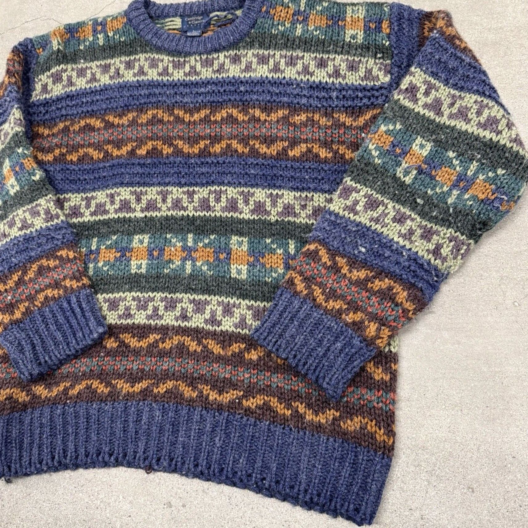Vintage VINTAGE Cambridge Classic Mervyns Sweater Stripe Cottage Core 90s Pullover Size US L / EU 52-54 / 3 - 2 Thumbnail