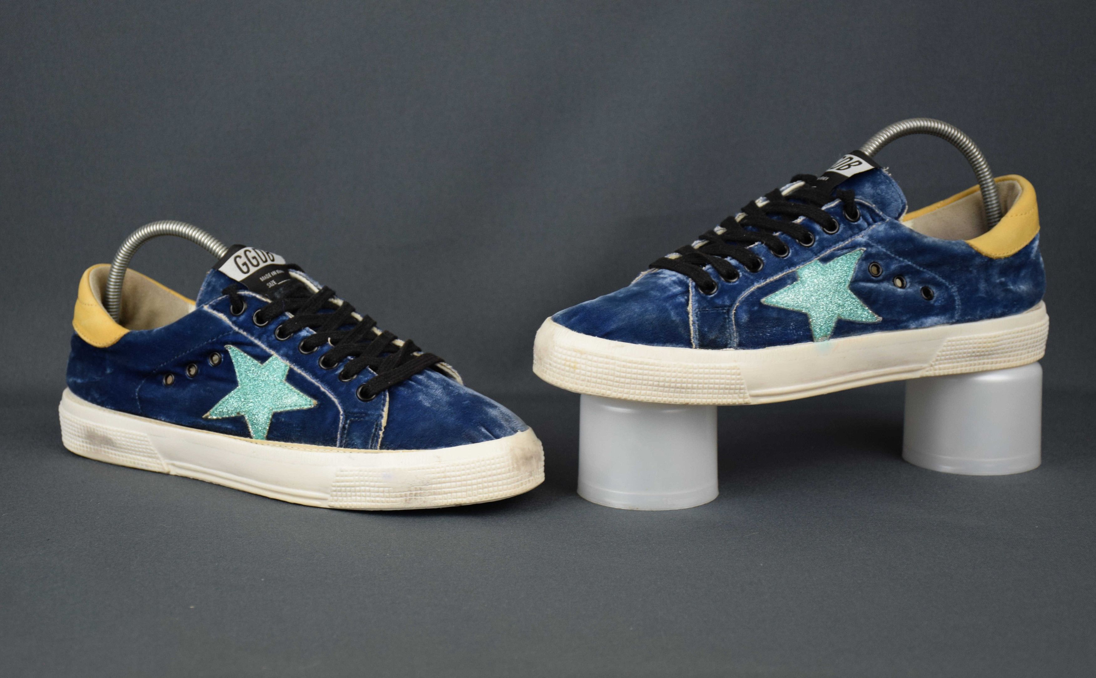 Designer × Golden Goose GOLDEN GOOSE GGDB MAY Blue Velvet Sneakers US 8 UK 6 EU 39 Size US 8 / IT 38 - 6 Thumbnail