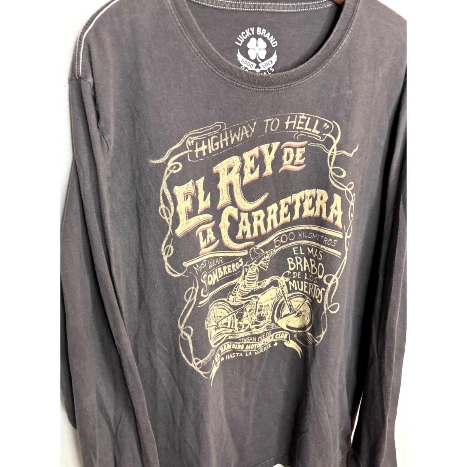 Lucky Brand VINTAGE Lucky Brand Biker Long Sleeves T-Shirt Gray L Y2K Mens Size US L / EU 52-54 / 3 - 2 Thumbnail