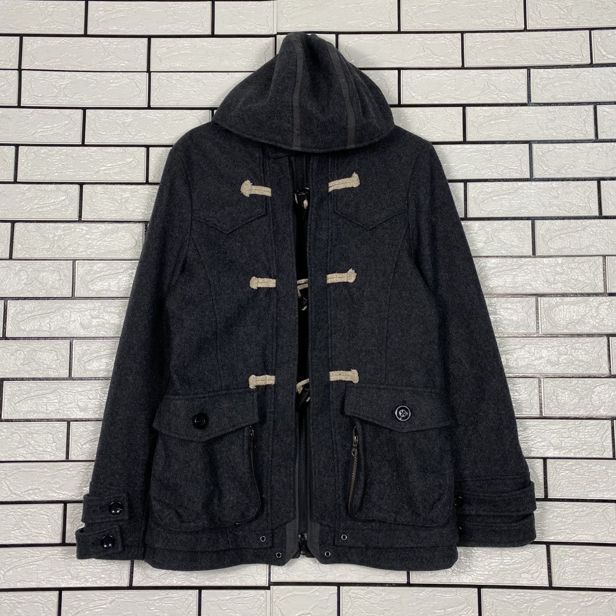 PPFM 📌Wool Duffle Cropped Jacket Punk PPFM Japan Size US L / EU 52-54 / 3 - 2 Thumbnail