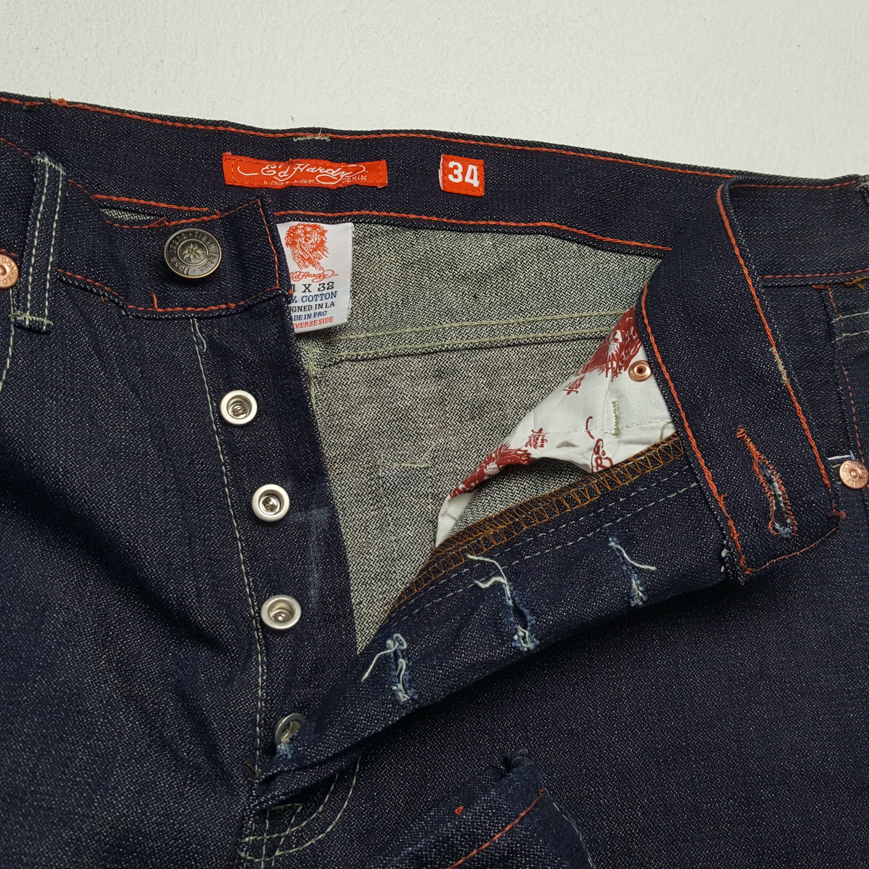 Christian Audigier × Ed Hardy × Vintage ED HARDY Skulls Design Rare Style Streetwear Skater Jeans Size US 36 / EU 52 - 12 Thumbnail