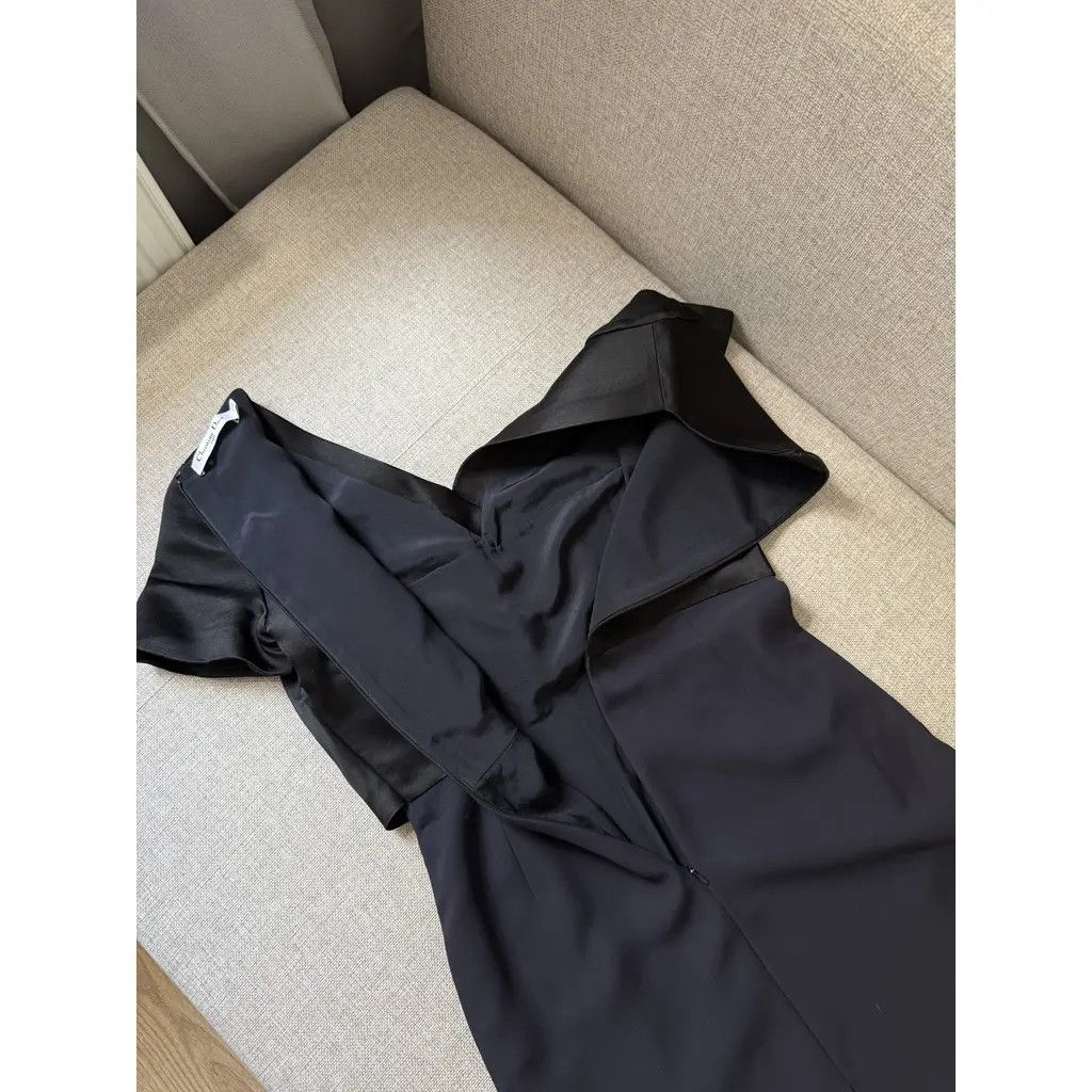 Dior Christian Dior Satin Silk Wrap Navy Mid-length Dress FR38 Size S / US 4 / IT 40 - 6 Thumbnail