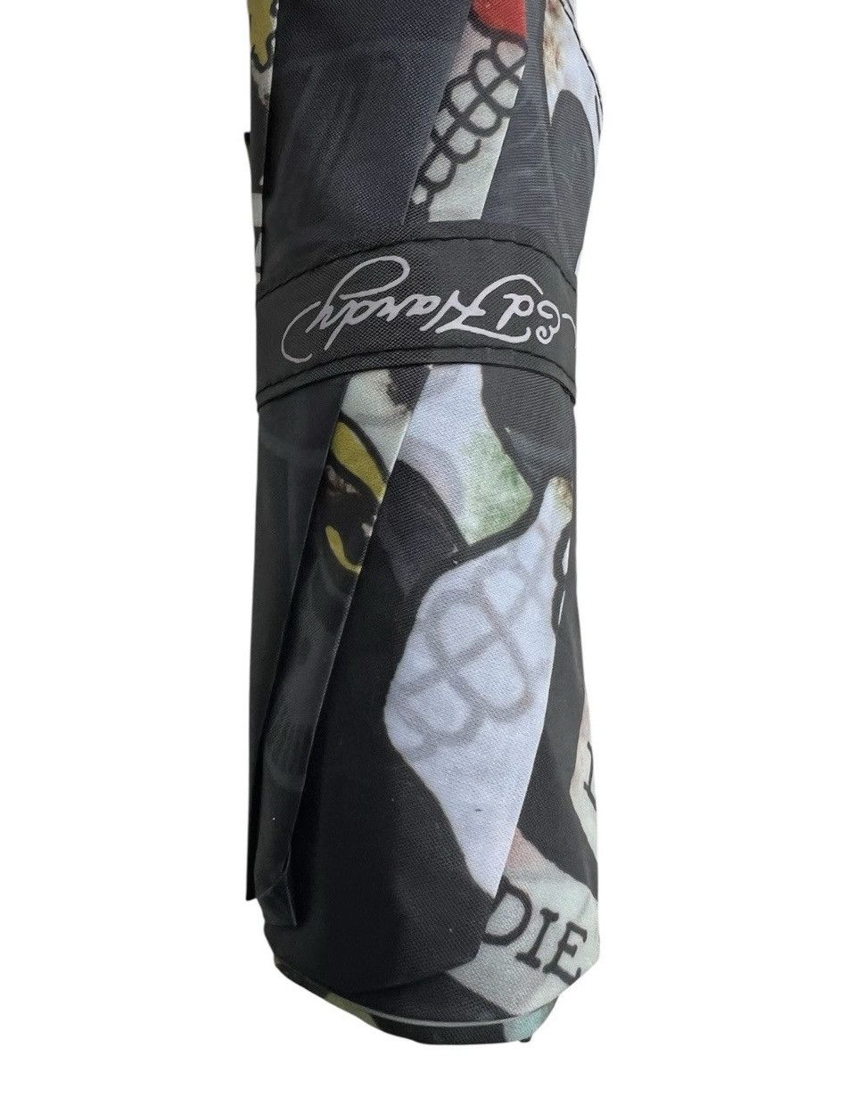 Ed Hardy Ed Hardy Tattoo Love Kills Slowly Black Compact Umbrella NWT Size ONE SIZE - 4 Thumbnail