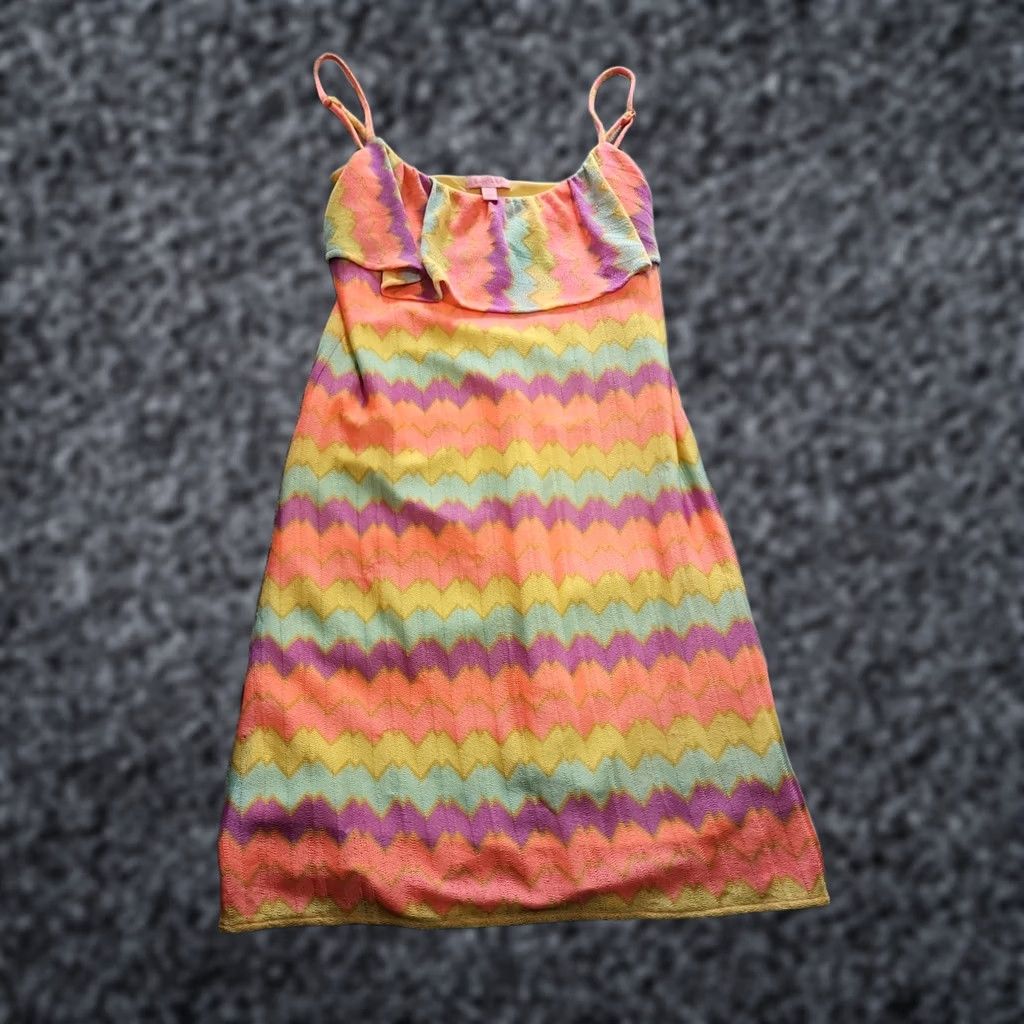 Lilly Pulitzer Lilly Pulitzer Dress Womens Small S Pink Chevron Knit LAYA Ruffled Top Sundress Vintage No Size S / US 4 / IT 40 - 1 Thumbnail