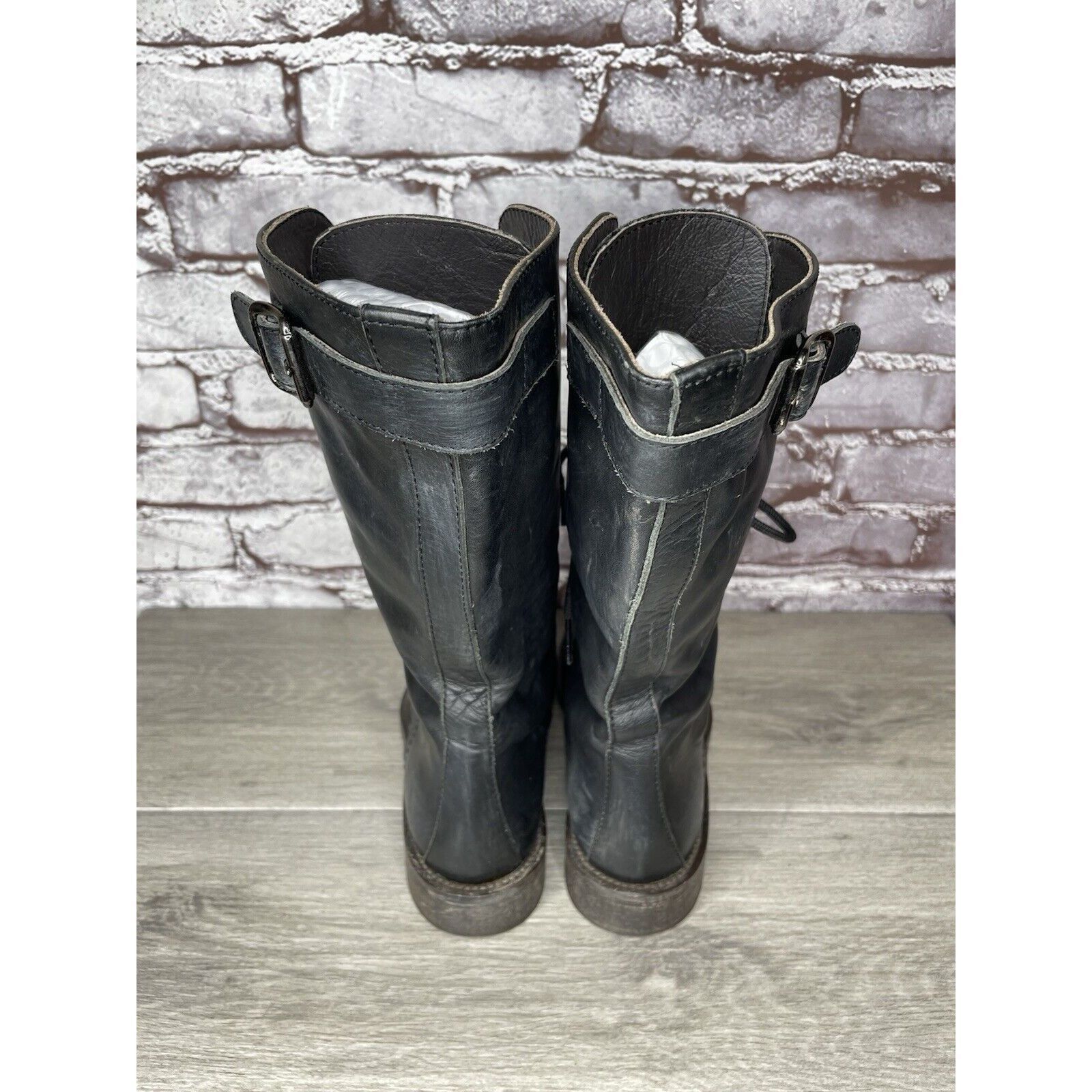 Madison Madison et cie blue Leather Combat Lace Up Buckle Boots Wome Size US 5.5 / IT 35.5 - 6 Thumbnail