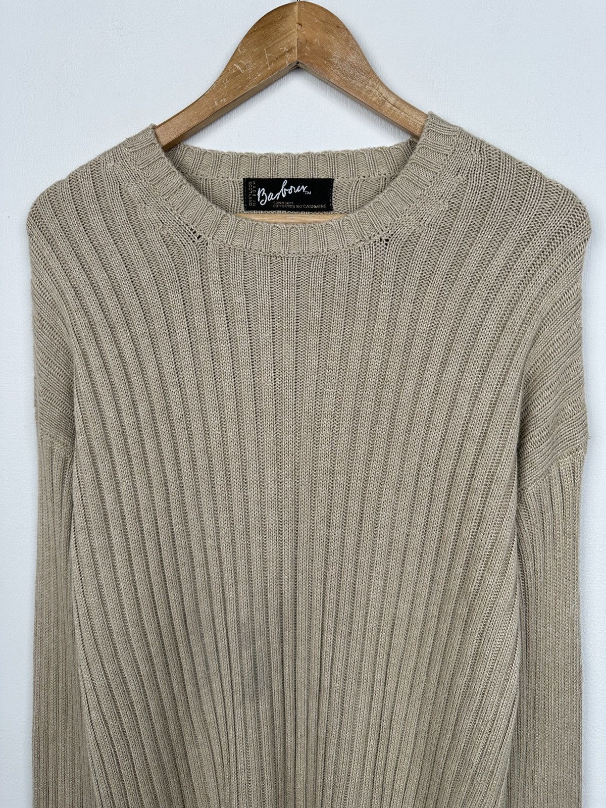 Barbour Vintage BARBOUR Cotton Cashmere Rich Rib Sweater Beige Men’s Size US M / EU 48-50 / 2 - 6 Thumbnail