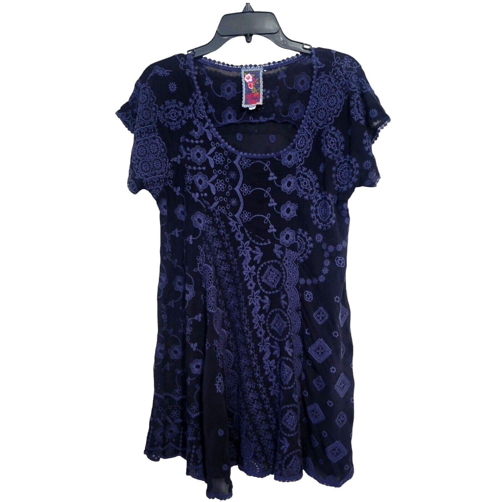 Johnny Was Johnny Was Rayon Embroidered Eyelet BOHO Dress Lavender Sz S Size S / US 4 / IT 40 - 1 Thumbnail