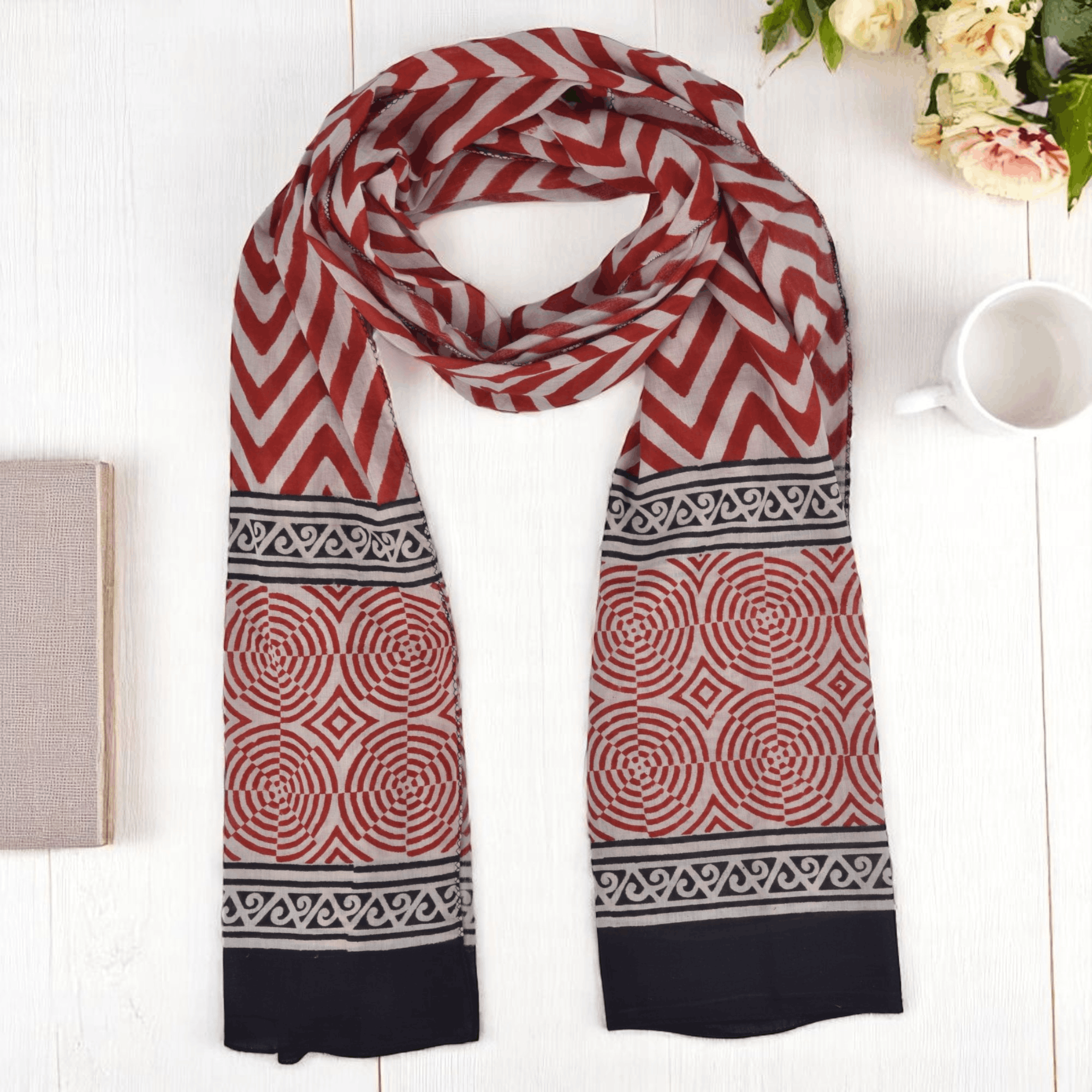 Other Hand Block Print Cotton Scarf for Women, Shawl Wraps Size ONE SIZE - 5 Thumbnail