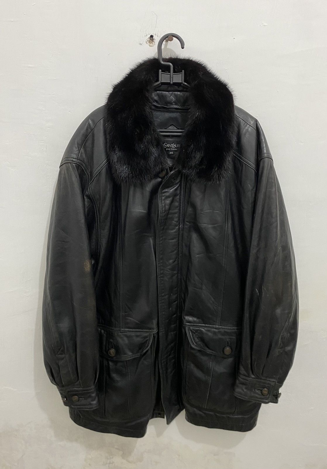 Saint Laurent Paris 💥Leather💥Yves Saint Laurent Leather Coat Size US L / EU 52-54 / 3 - 5 Thumbnail