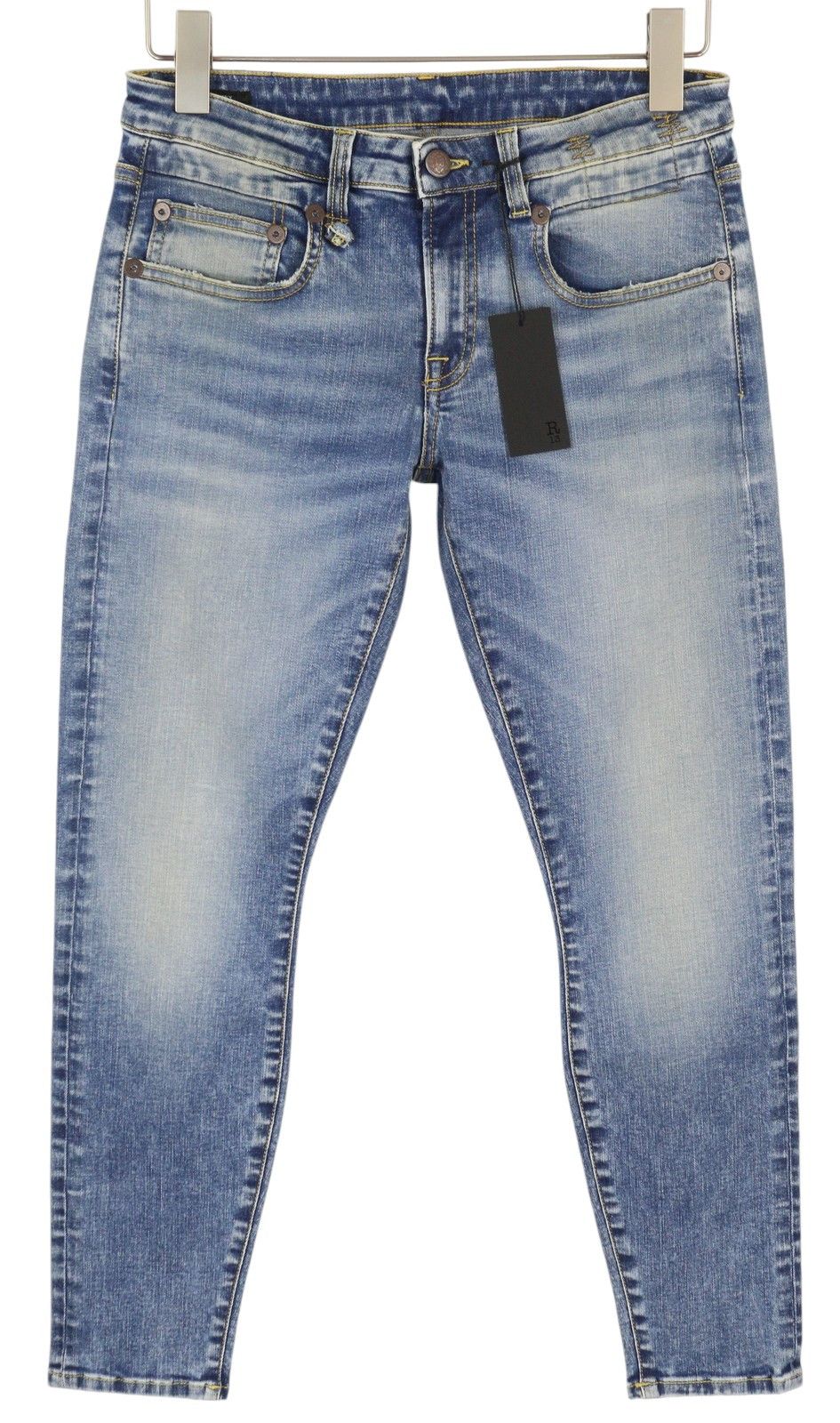 R13 BOY SKINNY 27 Blue Washed Faded Ankle Cropped Zip Fly 86322 Size 27" / US 4 / IT 40 - 1 Thumbnail