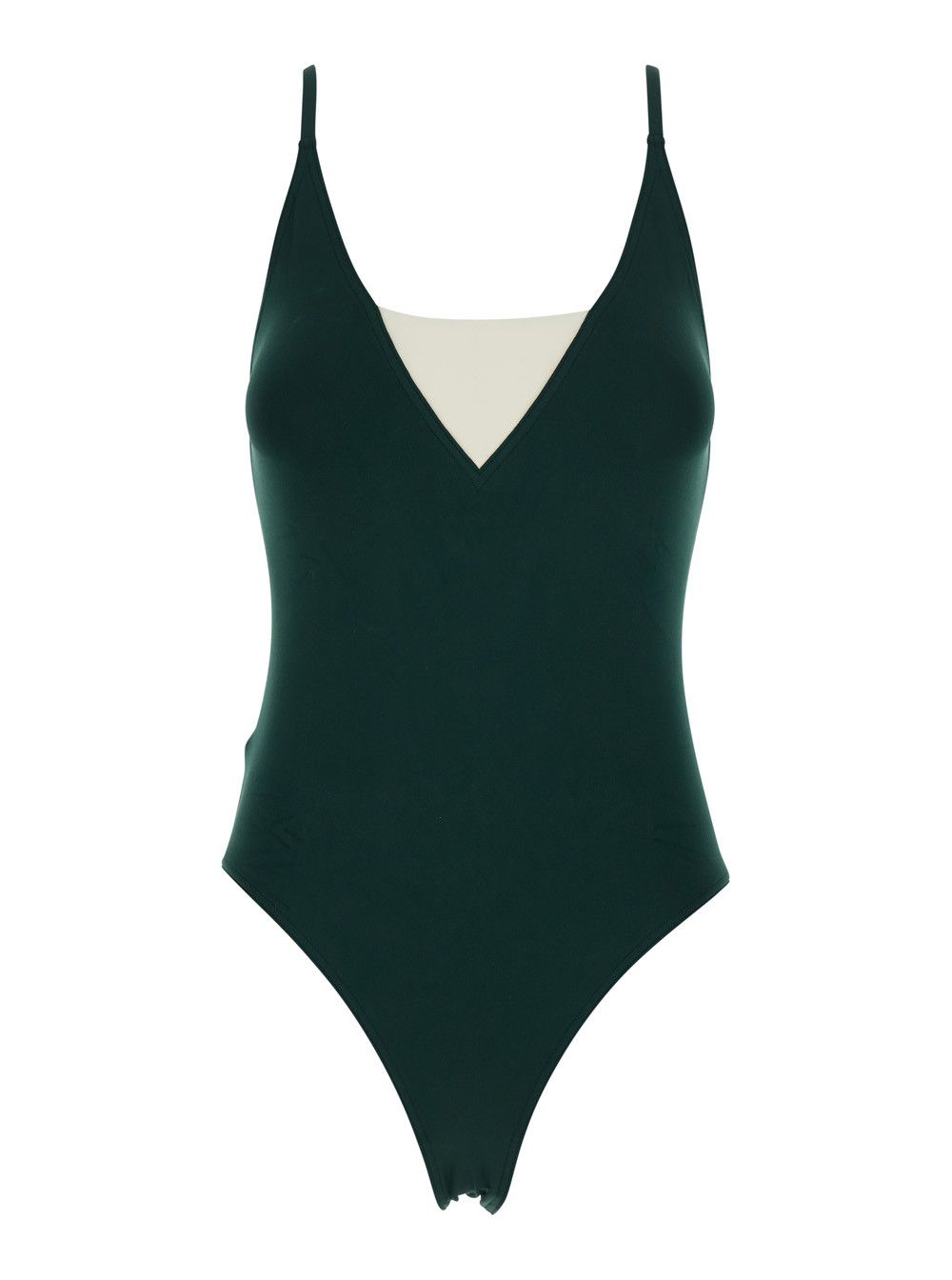 ERES One-Piece Swimsuit 'Entrevue' with Contrast Details and Thin Straps in Green for Women Size M / US 6-8 / IT 42-44 - 1 Thumbnail