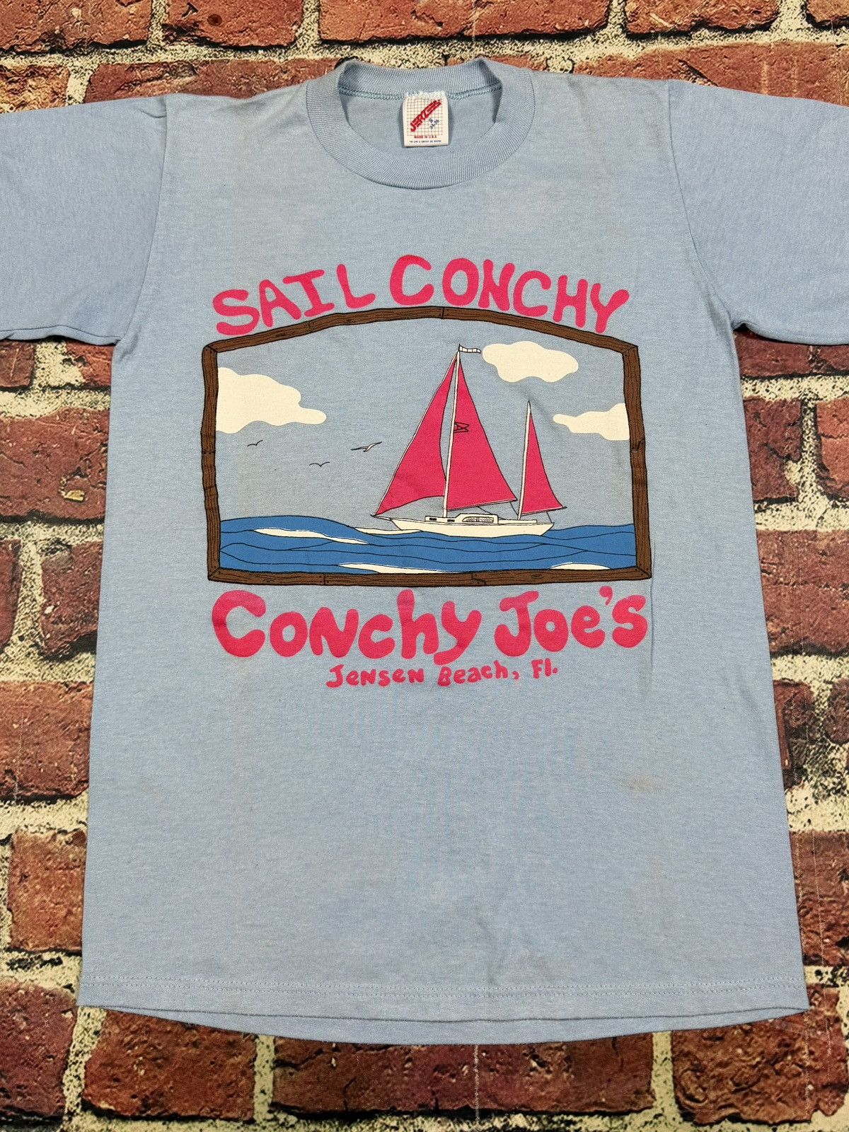 Jerzees Vintage 90s Sail Conchy Joes Jensen Beach Single Stitch Tee Size US S / EU 44-46 / 1 - 2 Thumbnail
