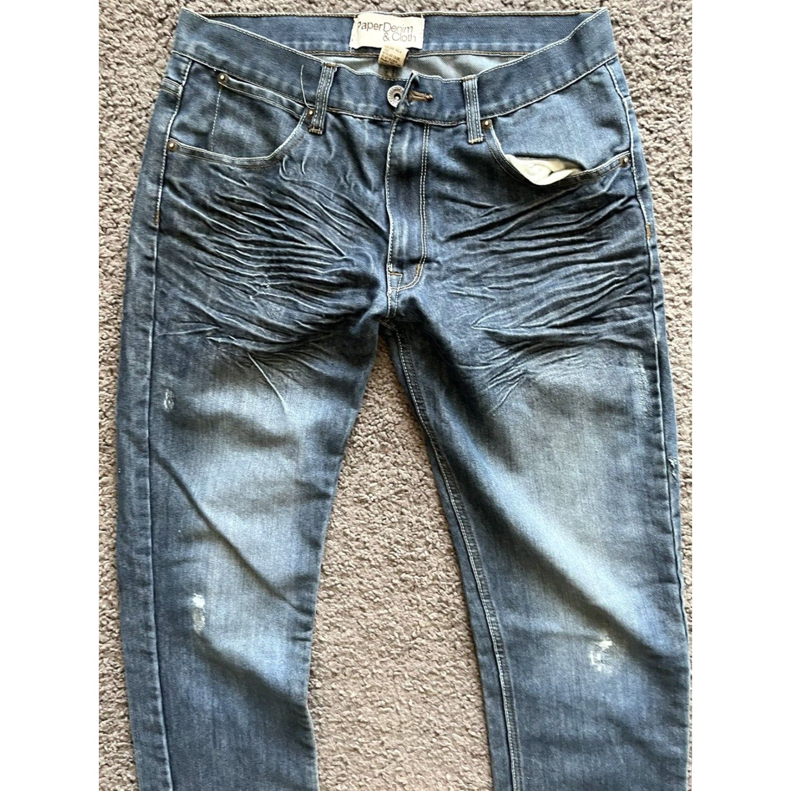 Denime Paper Denim & Cloth Mens 32x30 Dark Wash Bootcut Blue Jeans Size US 32 / EU 48 - 2 Thumbnail