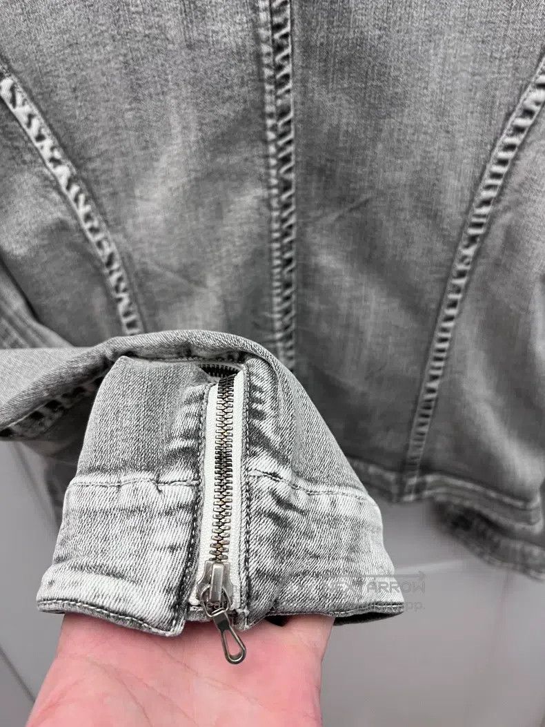 Julius Julius Water-washed distressed stand-up collar biker denim Size US XL / EU 56 / 4 - 5 Thumbnail