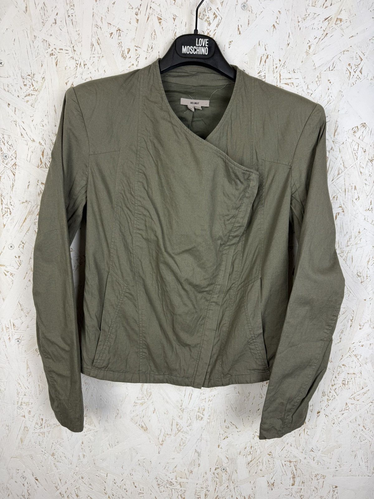 Helmut Lang Helmut Lang Draped Cotton Biker Jacket In Green Size S Size S / US 4 / IT 40 - 1 Thumbnail