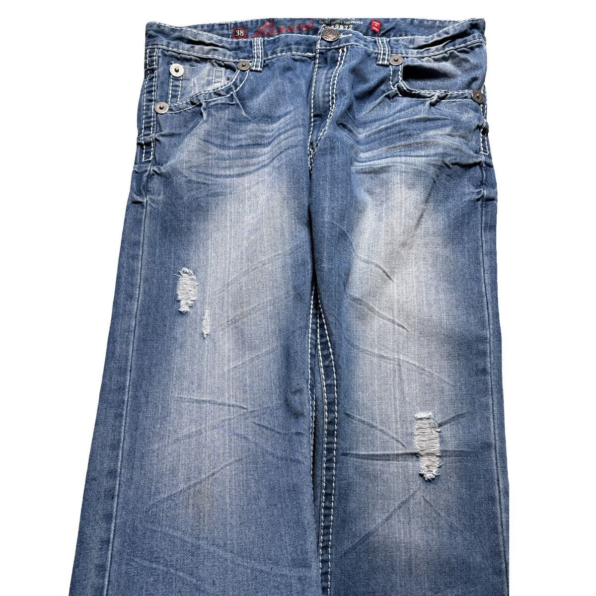 Other Vintage Y2K Parish Nation Distressed Flap Pocket Jeans 38X31 Size US 38 / EU 54 - 4 Thumbnail