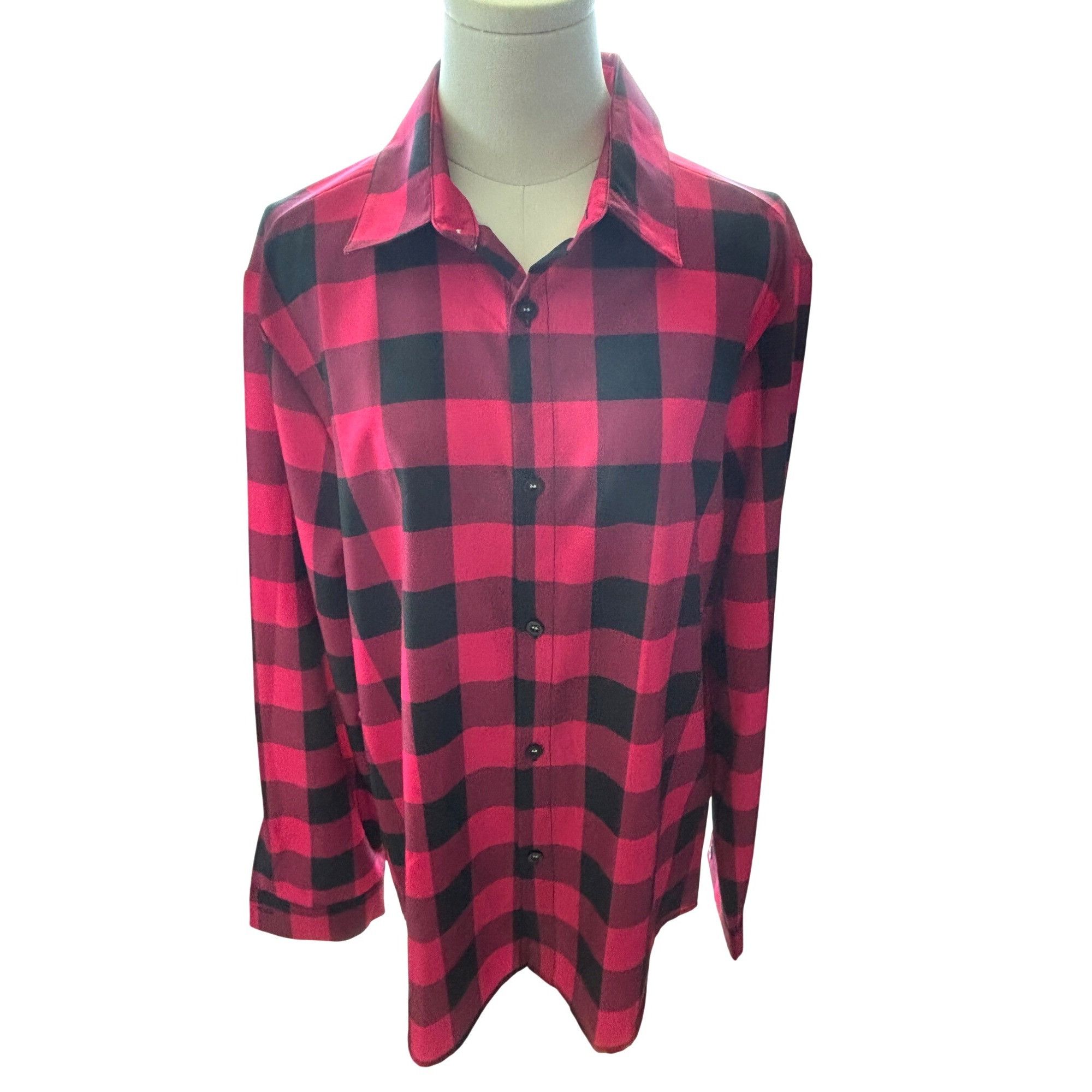 Other Womens Red & Black Plaid Button Down Shirt Long Sleeve Colla Size M / US 6-8 / IT 42-44 - 1 Thumbnail