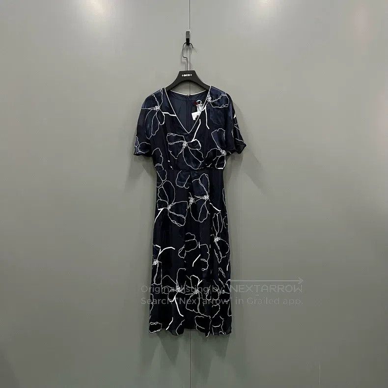 Other Max Mara Navy Floral Line Dress Size L / US 10 / IT 46 - 1 Thumbnail