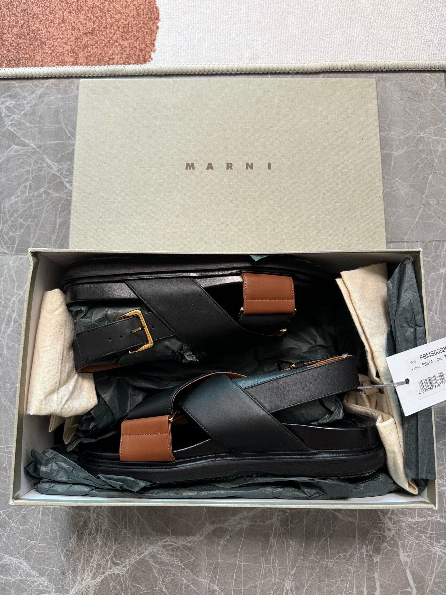 Marni Marni cross-strap sandals 37.5 black brown Size US 7 / IT 37 - 9 Thumbnail
