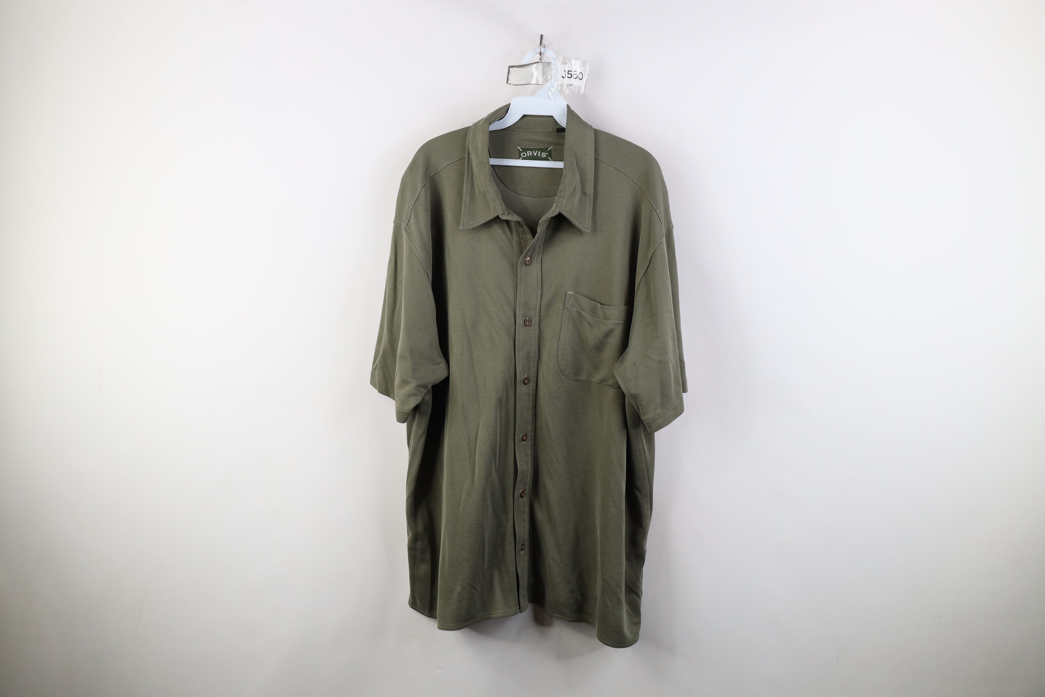Orvis Vintage Orvis Knit Short Sleeve Collared Button Shirt Green Size US XL / EU 56 / 4 - 1 Thumbnail