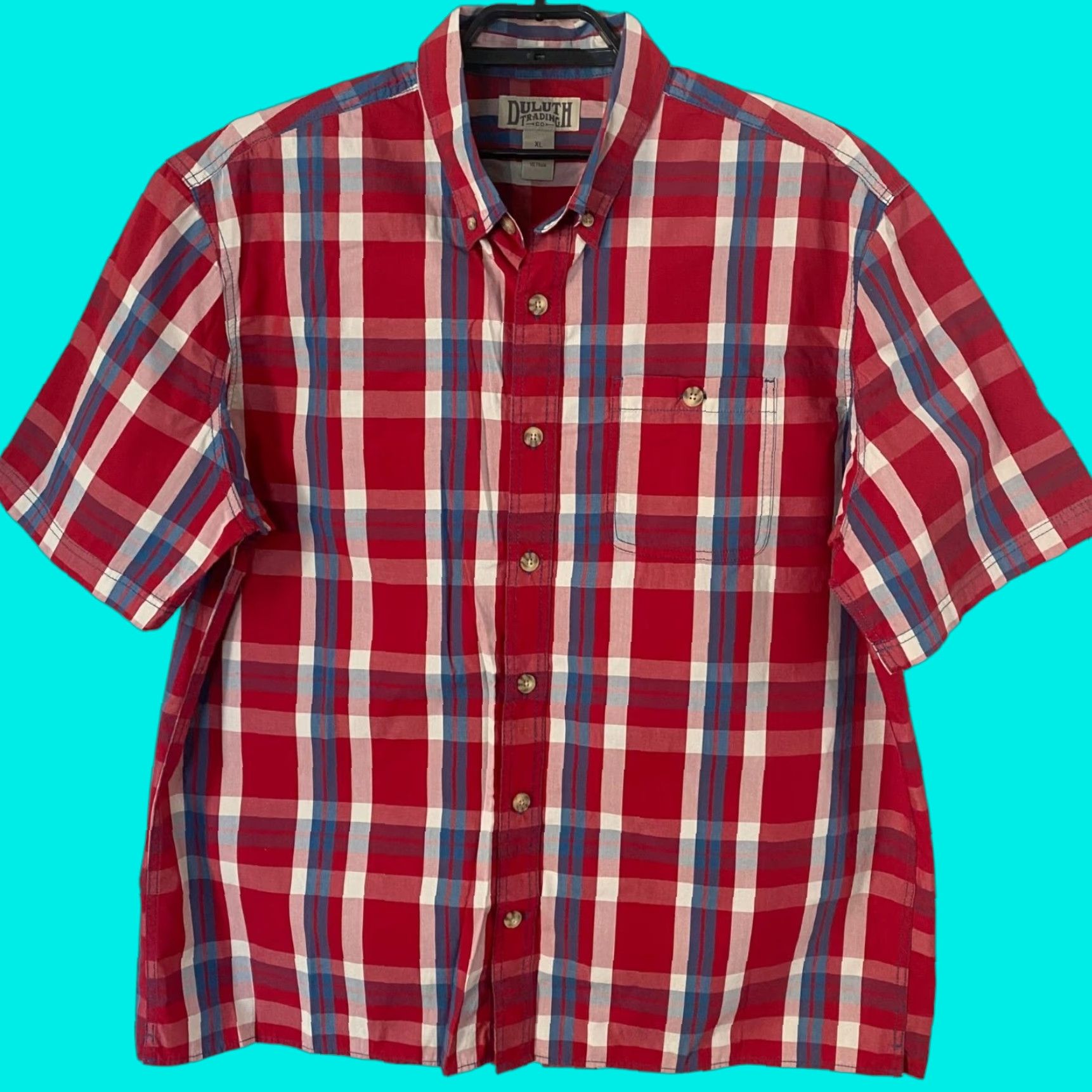 Duluth Trading Company Duluth Trading Co. Button Down Shirt Mens XL Red Plaid Short Sleeve Work Pocket Shirt Size US XL / EU 56 / 4 - 1 Thumbnail
