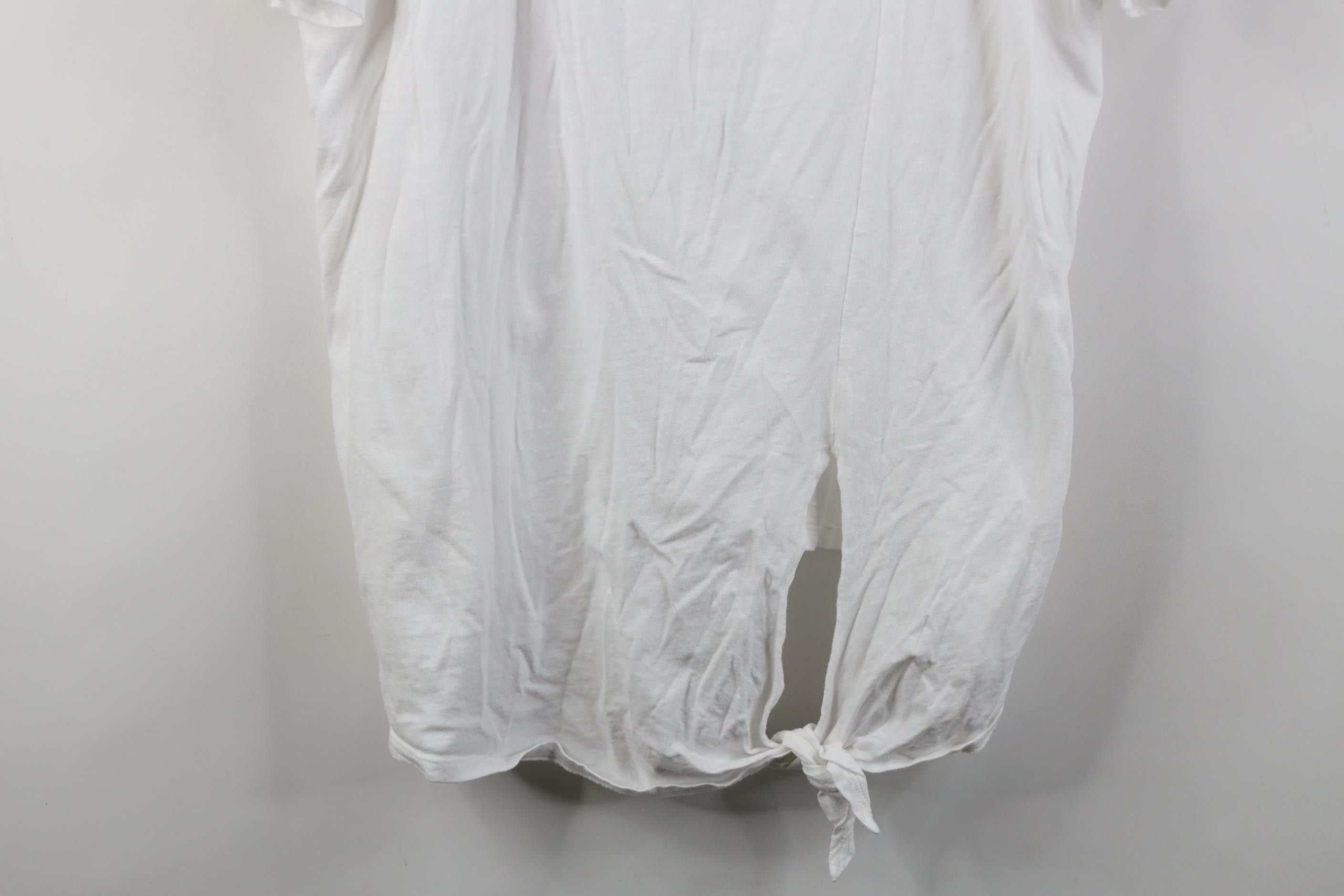 Vintage Eileen Fisher Organic Cotton Knit Tie Bottom T-Shirt White Size L / US 10 / IT 46 - 3 Thumbnail