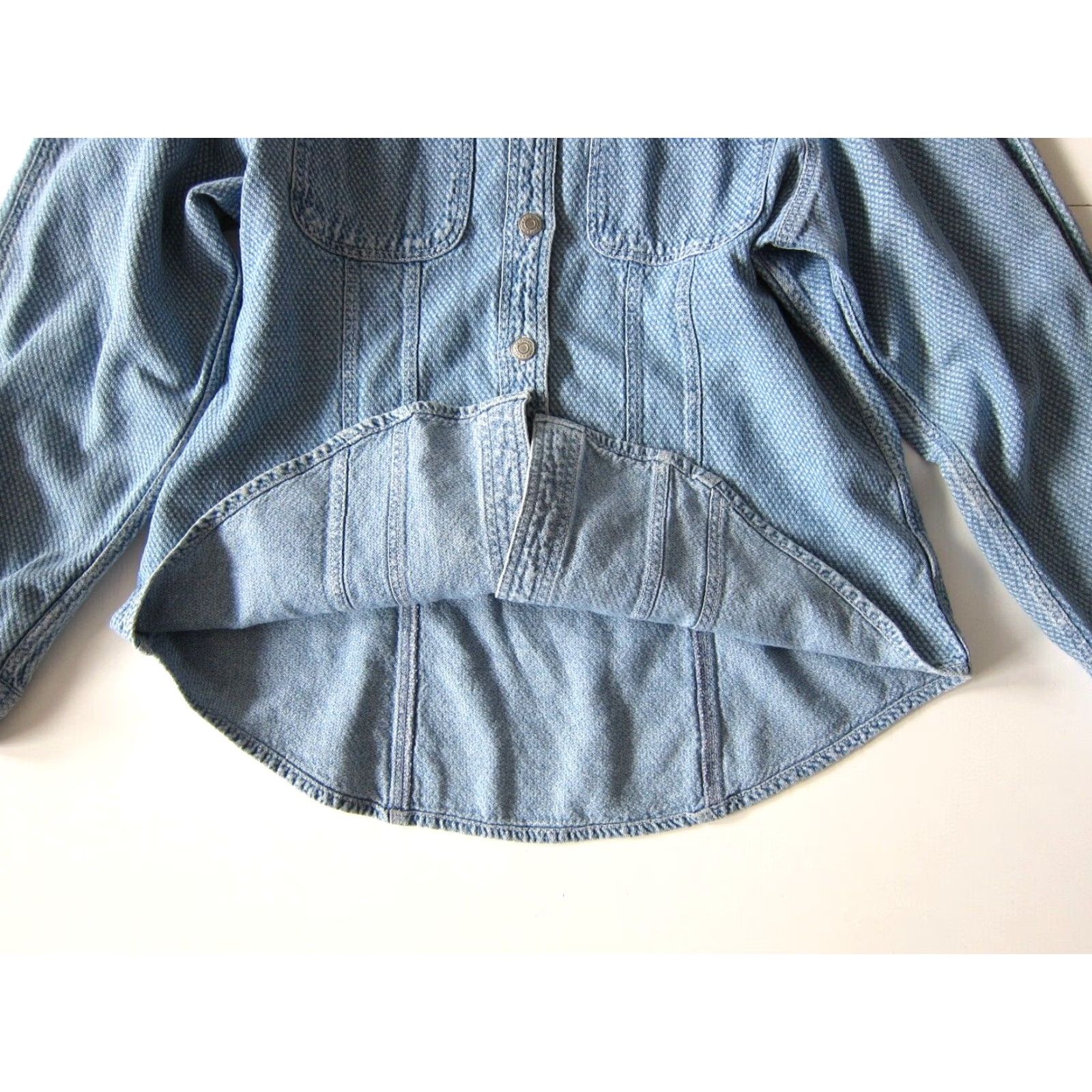 Dockers VINTAGE Dockers 100% Textured Cotton Button Down Long Sleeve Denim Jean Shirt M Size M / US 6-8 / IT 42-44 - 5 Thumbnail