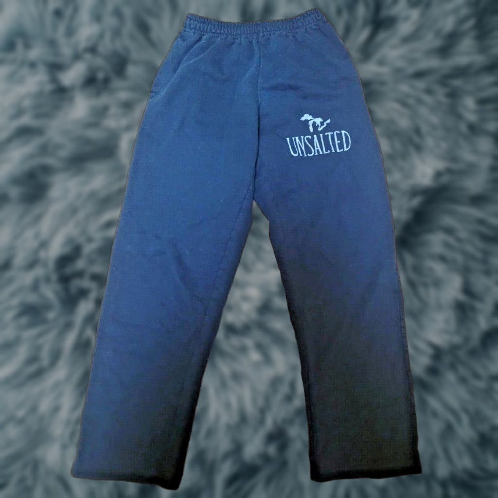 Gildan VINTAGE UNSALTED Great Lakes Michigan Logo Sweatpants Gildan Adult Small Black Cotton Blend Drawstring Tapered Pants Unisex Adults 90s? Size 28" / US 6 / IT 42 - 1 Thumbnail