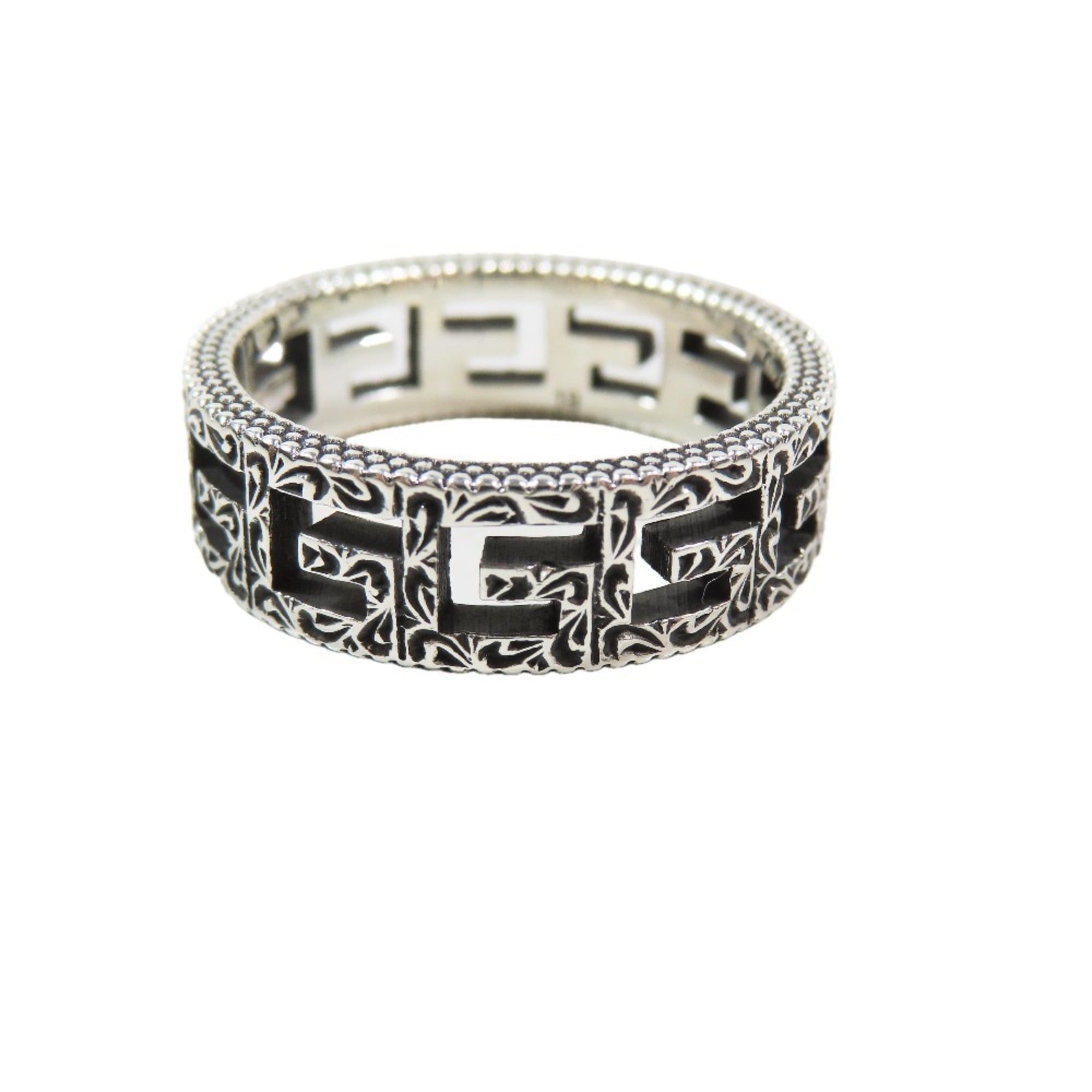 Gucci Arabesque Square G Logo Ring, Ag925 GG Sterling Silver, Men's, 1 Piece