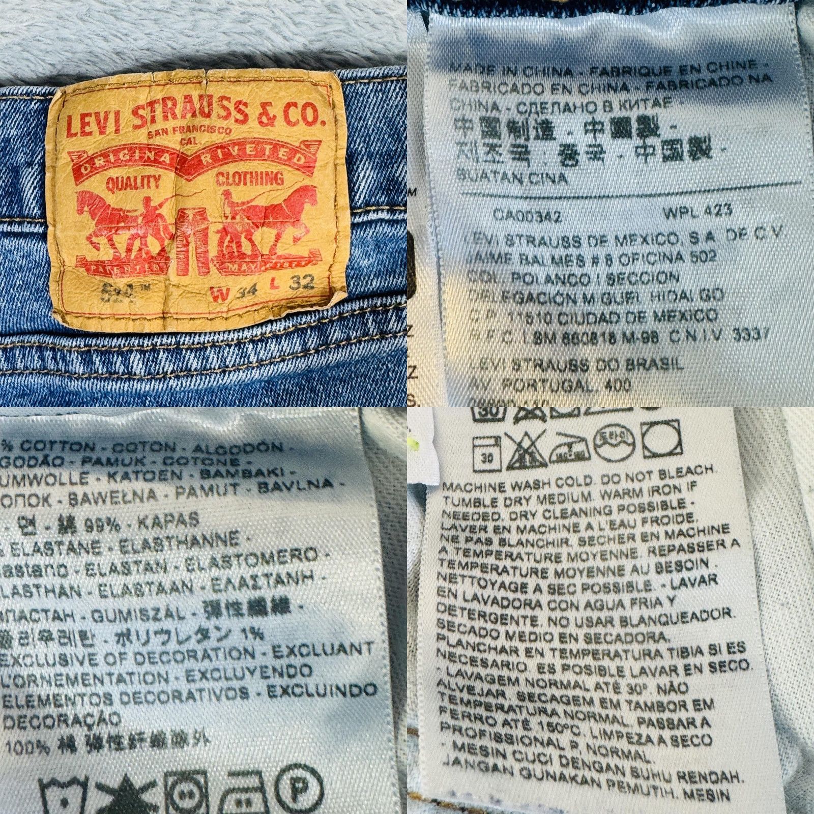 Levi's Levi's 501 Jeans Mens 34x32 Blue Medium Wash Straight Button Fly Denim Stretch Distressed Pocket 5-Pocket Regular Size US 34 / EU 50 - 8 Thumbnail