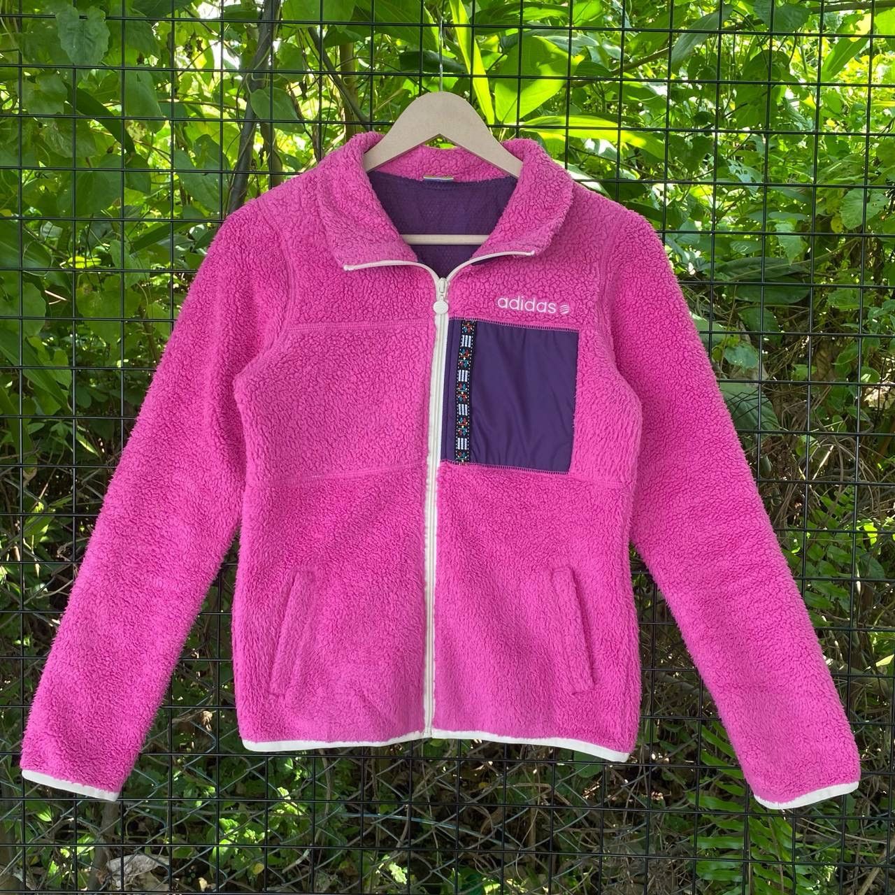 Adidas × Pink Adidas Neo Deep pile Fleece Zipper Jacket Size S / US 4 / IT 40 - 2 Thumbnail