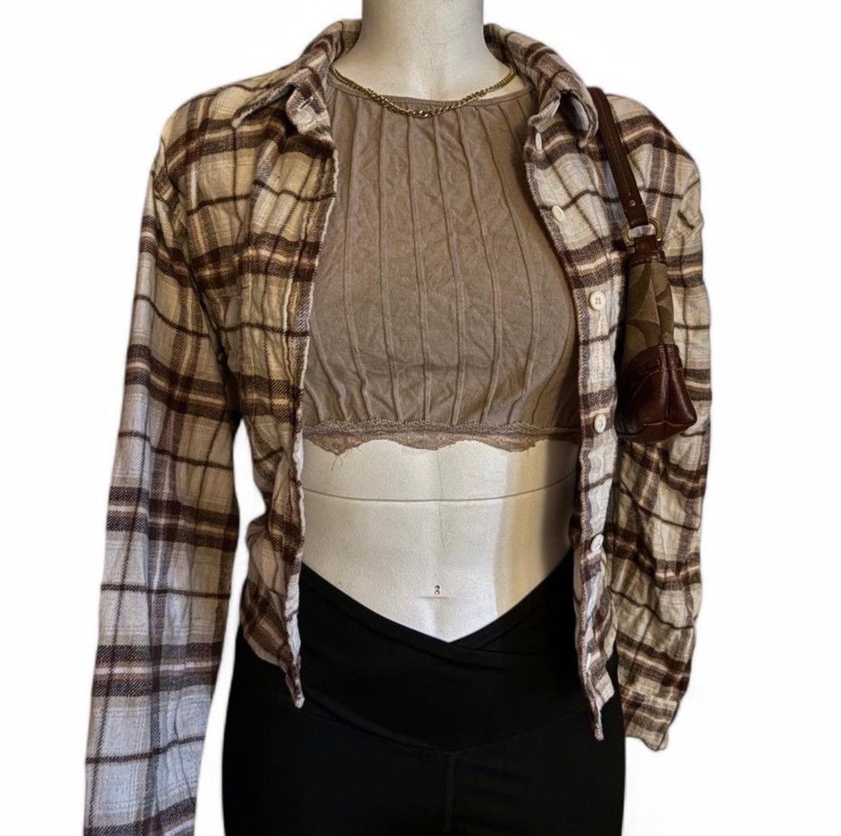 American Eagle Outfitters × Vintage Vintage Tan & Brown American Eagle Flannel Size M / US 6-8 / IT 42-44 - 1 Thumbnail