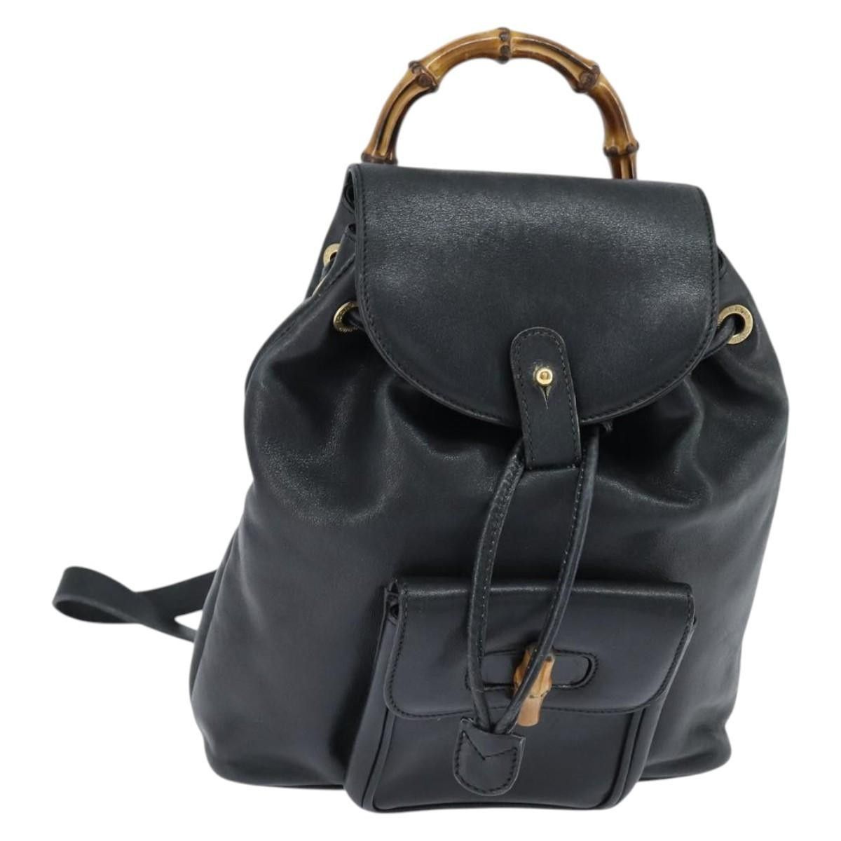 Gucci Gucci Vintage Bamboo Backpack Leather Size ONE SIZE - 1 Thumbnail