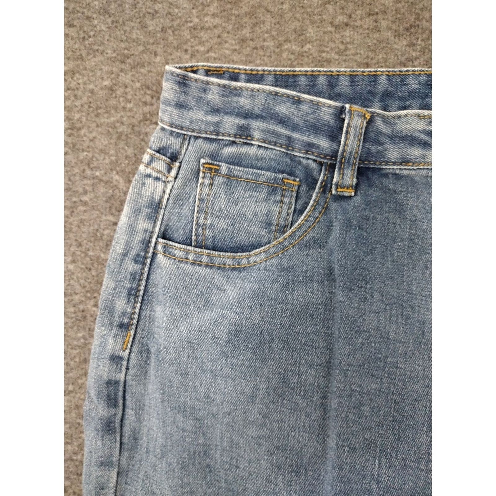 Vintage Jeans Blue Stone Wash Distressed High Rise Mom Jeans Womens L Size 30W 32IN Inseam 5-Pocket Denim Slim Size 36" / US 14 / IT 50 - 6 Thumbnail