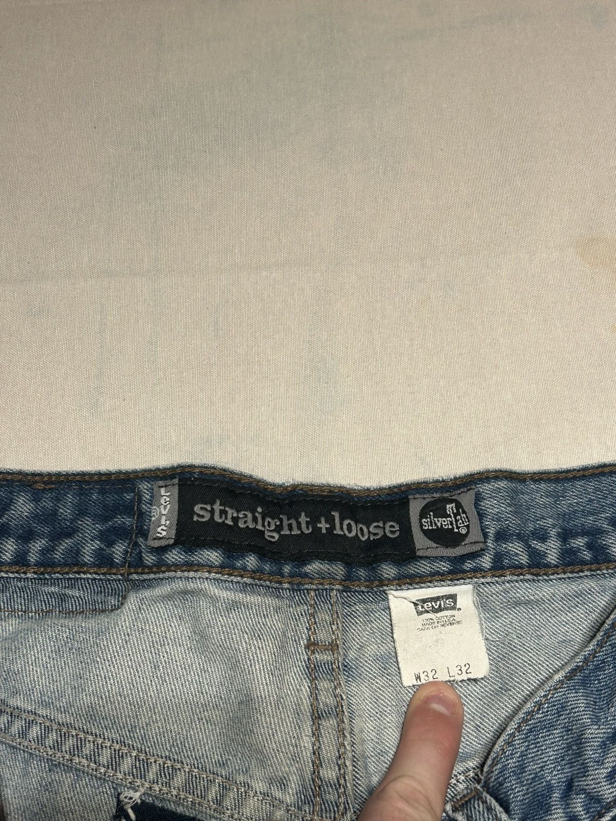 Other Vintage Baggy Denim Silver Tabs -Black Leather Patch- Size US 32 / EU 48 - 2 Thumbnail