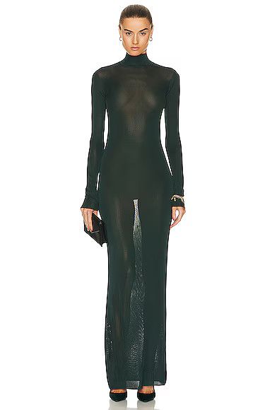 Saint Laurent Paris o1s1wg111024 Long Dress in Knit in Green Size L / US 10 / IT 46 - 2 Thumbnail