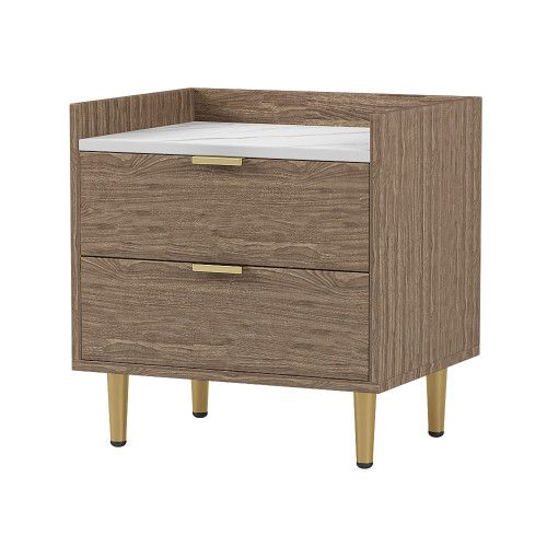 Designer × Homemade Wooden Nightstand with 2 Drawers and Marbling Worktop, Morde Size US L / EU 52-54 / 3 - 2 Thumbnail