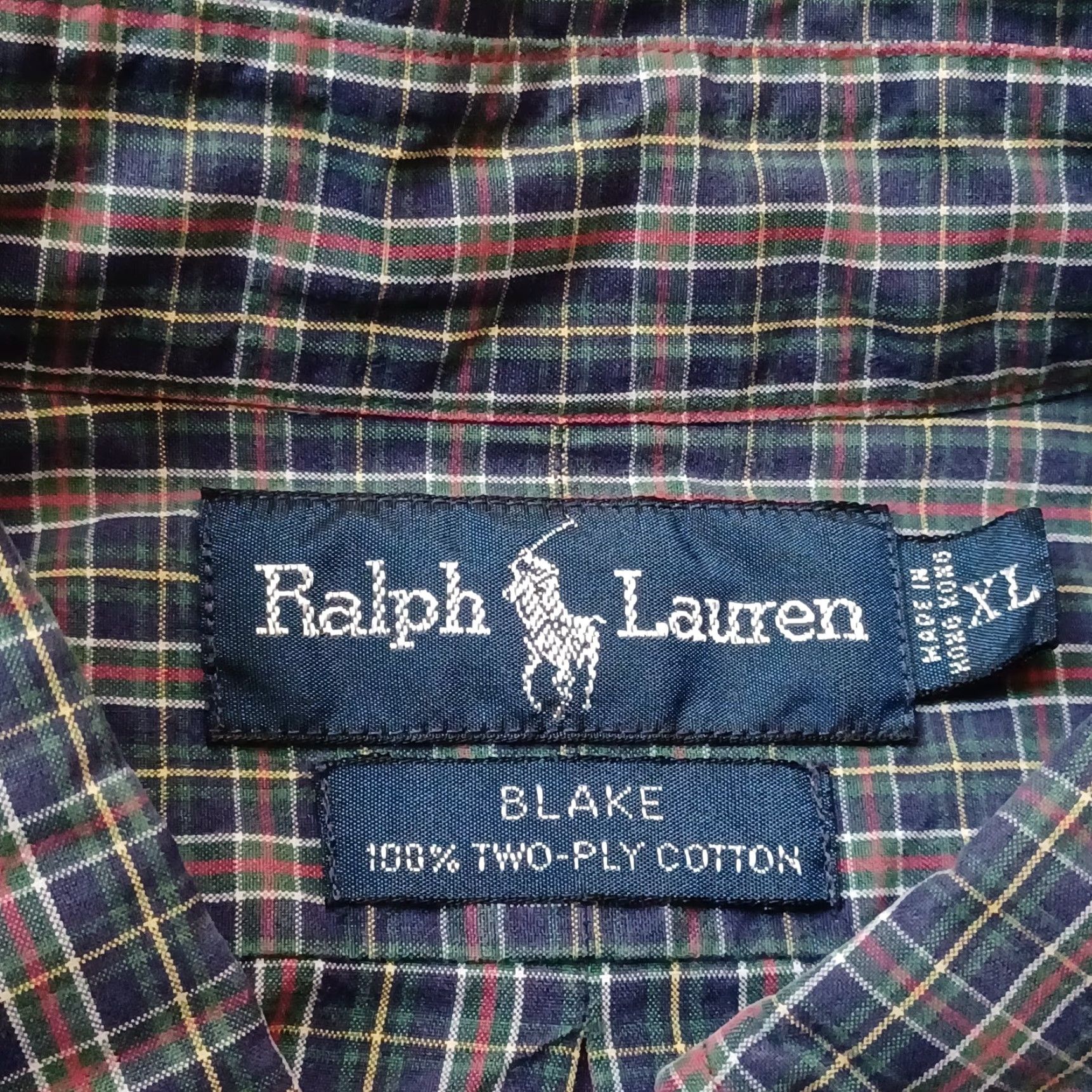 Ralph Lauren VINTAGE Ralph Lauren Shirt Mens XL Blue Plaid Blake Two Ply Cotton Button Down Size US XL / EU 56 / 4 - 2 Thumbnail