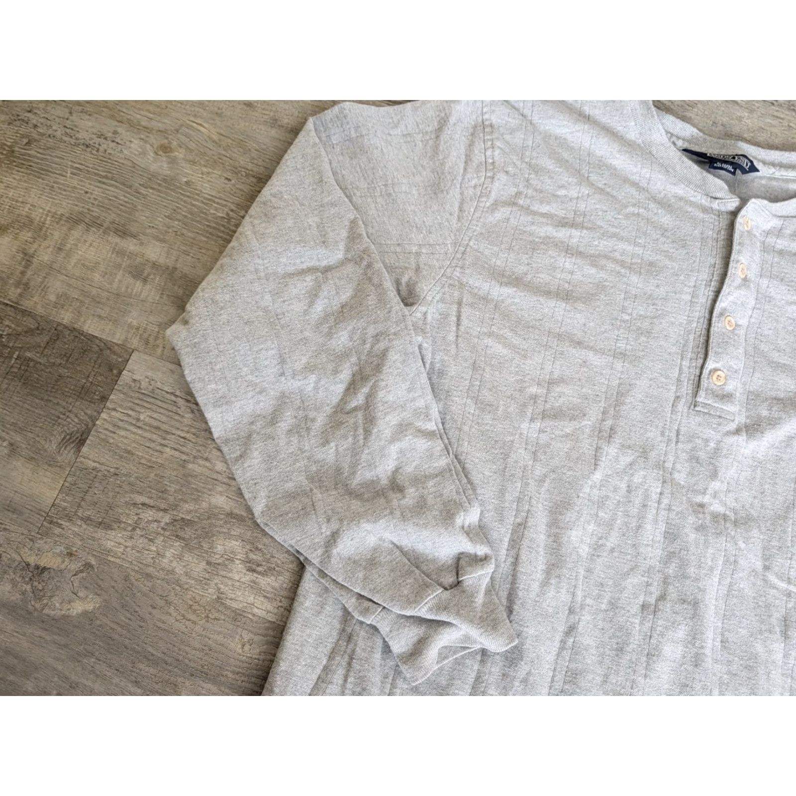 Lands' End VINTAGE Lands' End Long Sleeve Shirt Mens L Gray Henley Thermal Made In USA Shirt Mens L Gray Henley Thermal 80s 90s Outdoor Fall Winter Cotton Knit Size US L / EU 52-54 / 3 - 4 Thumbnail