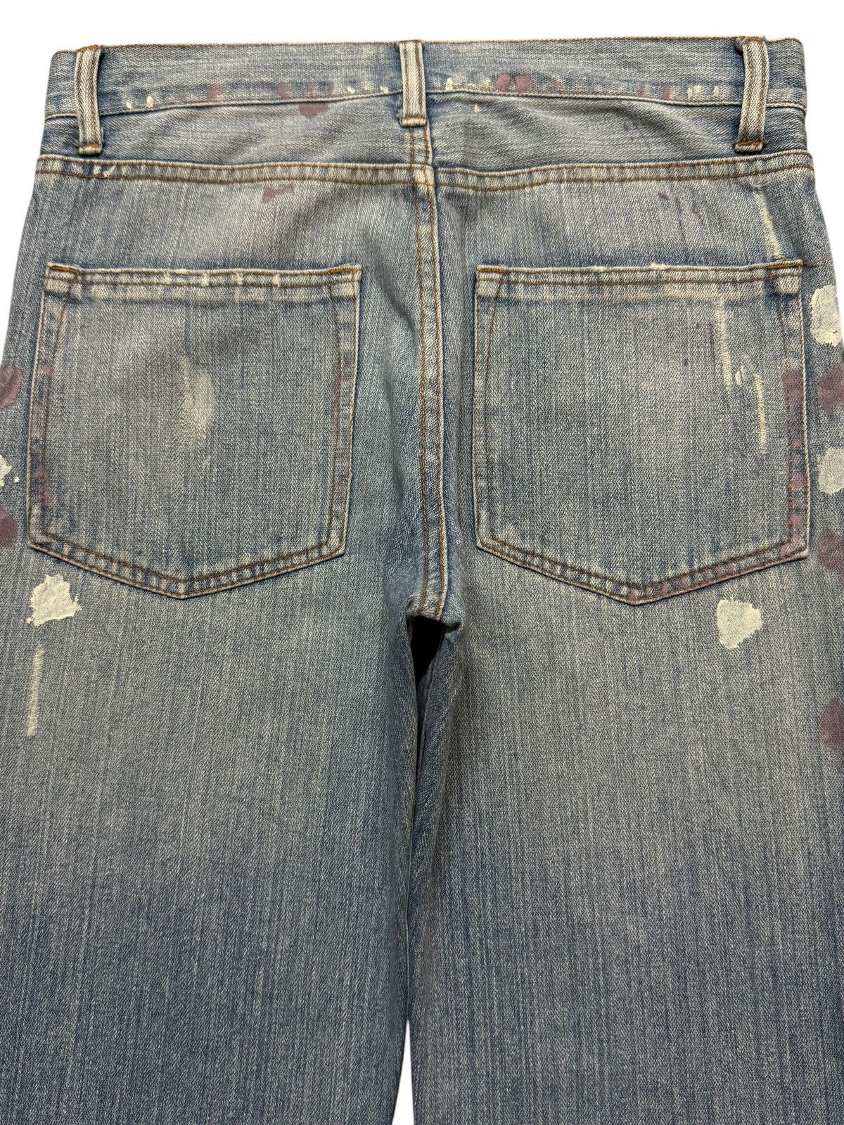 14th Addiction Vintage 90s Japanese Nylaus Blue Faded Wash Painted Wide Leg Size US 31 - 4 Thumbnail