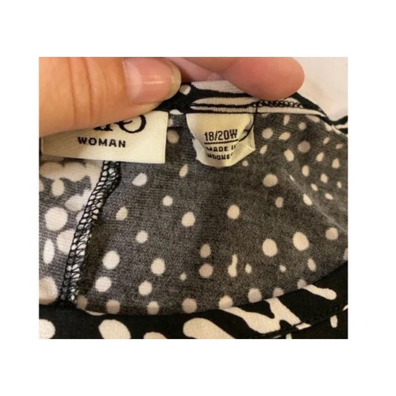 Other Chic Abstract Animal Print Black White Sheer Hem 18/20W Size XXL / US 16-18 / IT 52-54 - 4 Thumbnail