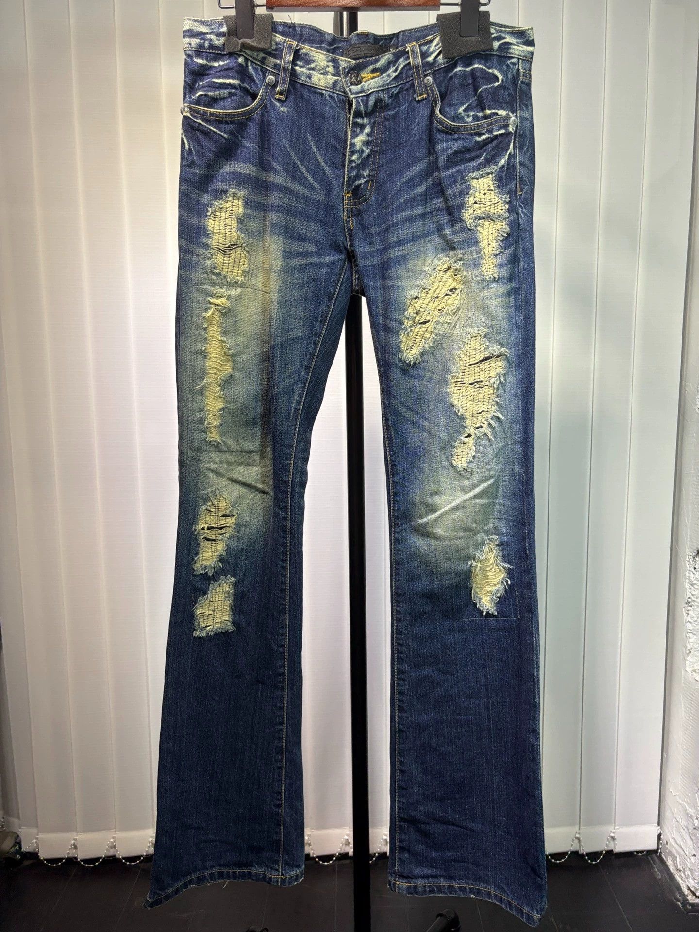GOSTAR DE FUGA fuga Y2K 00s Punk Blue Ripped Distressed Jeans Size US 30 / EU 46 - 1 Thumbnail