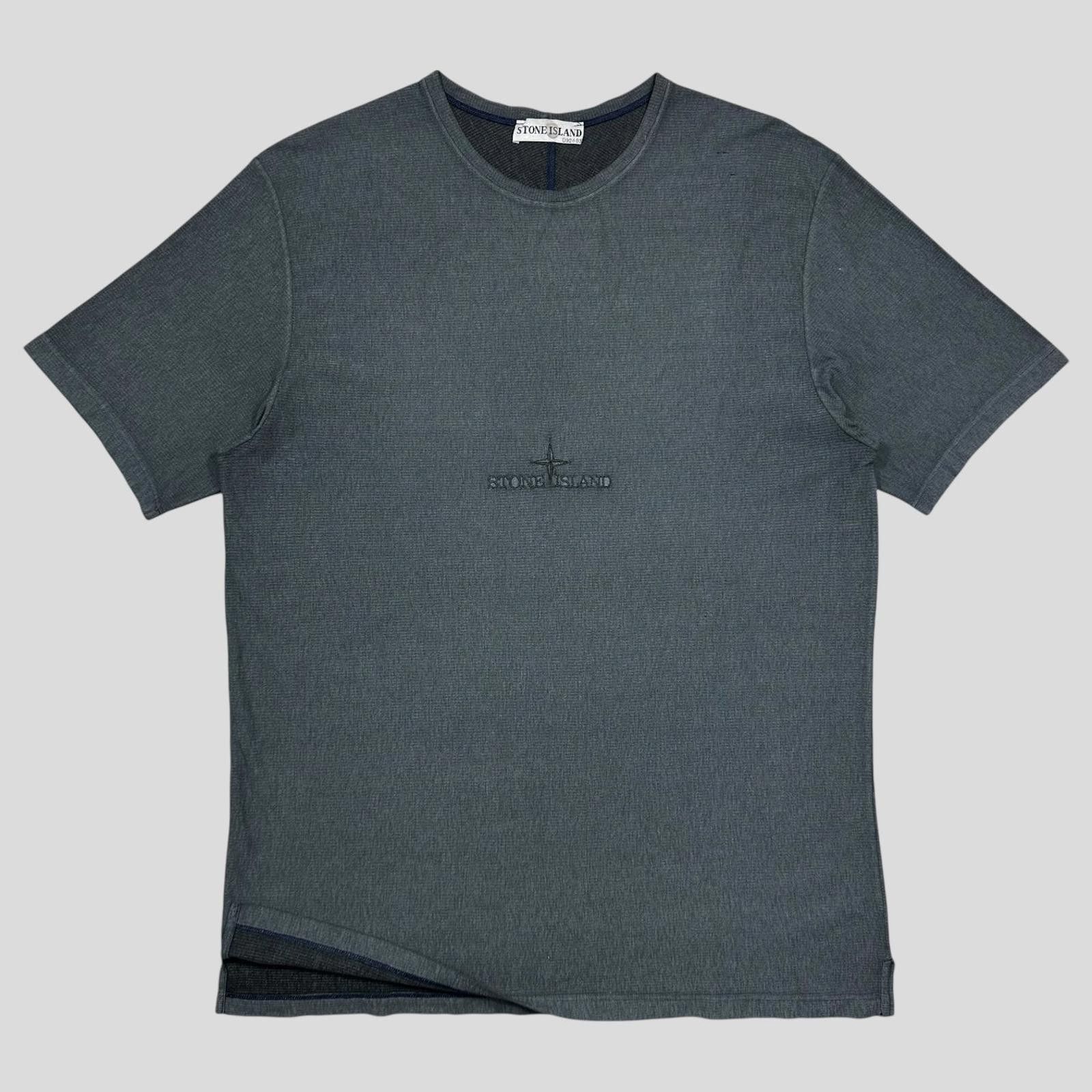 Stone Island Stone Island 2003 Textured Cotton Spellout T-shirt - L/XL Size US L / EU 52-54 / 3 - 1 Thumbnail