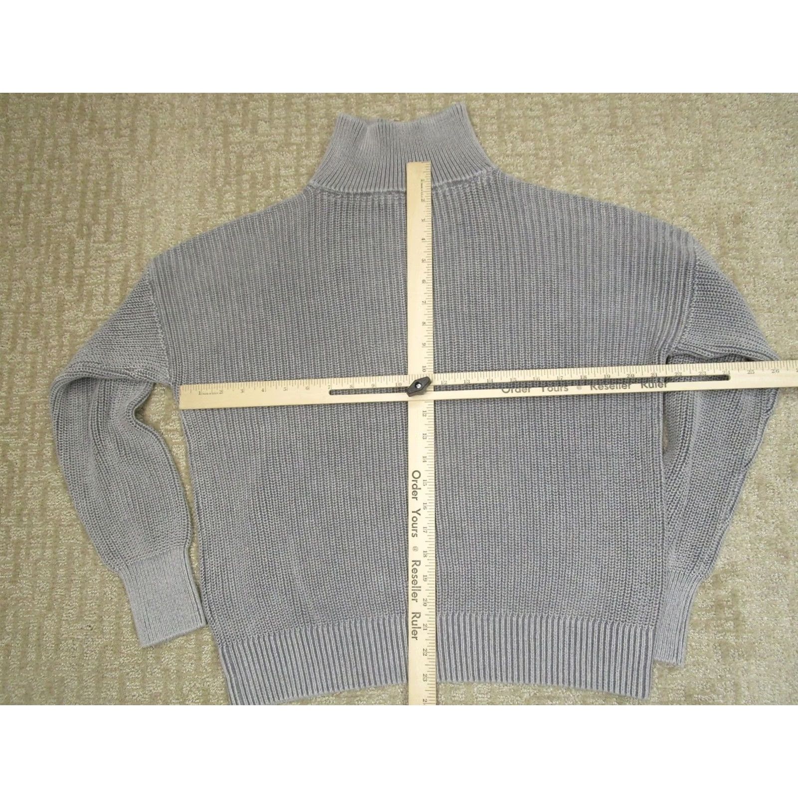 Faherty Faherty Sweater Women M Gray Quarter Zip Mock Neck Organic Cotton Pullover Knit Long Sleeve Raglan Logo Casual Travel 1/4 Zip Fall Winter Modern Size M / US 6-8 / IT 42-44 - 4 Thumbnail
