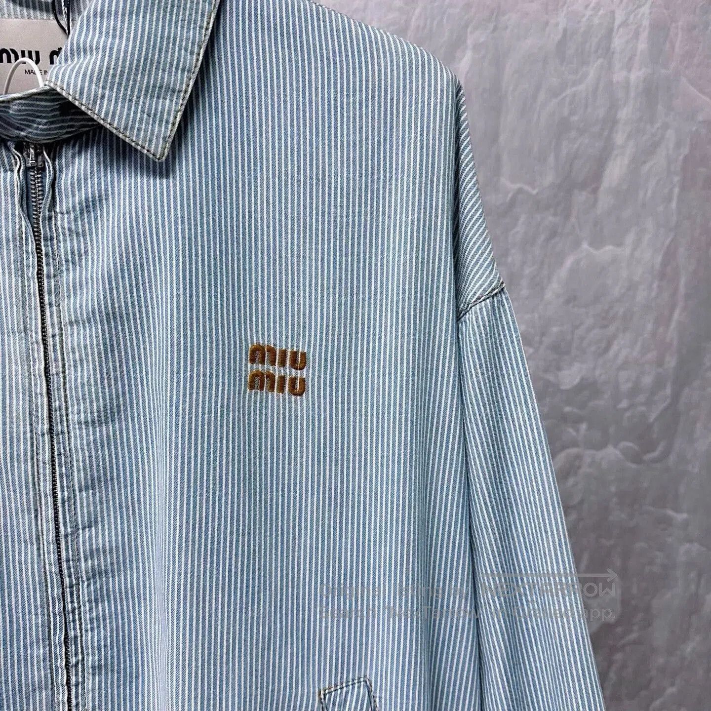 Miu Miu miu miu striped denim jacket with embroidery. Size M / US 6-8 / IT 42-44 - 3 Thumbnail