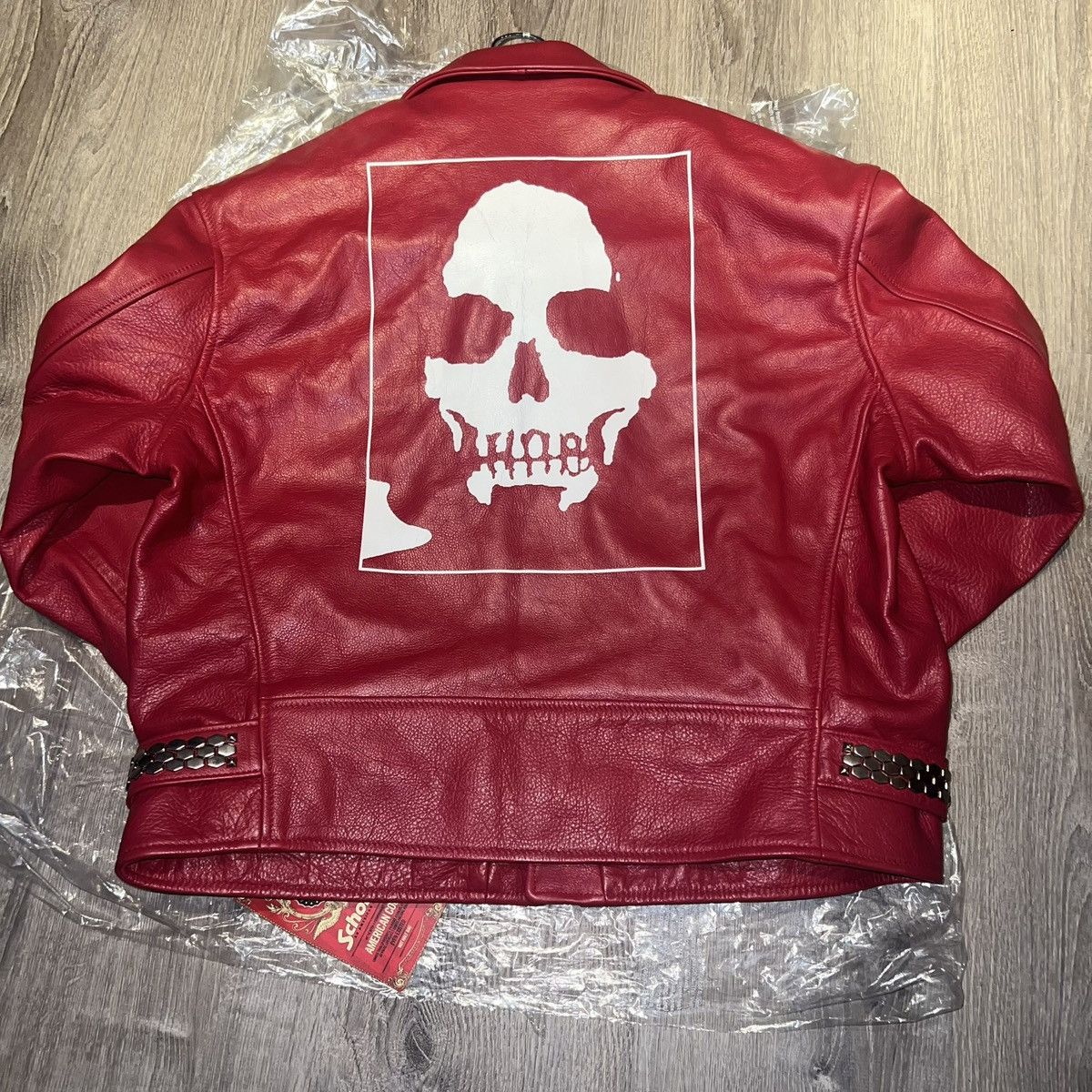 Schott × Supreme Supreme Number (N)ine Schott Perfecto Leather Jacket Red XL Size US XL / EU 56 / 4 - 8 Thumbnail
