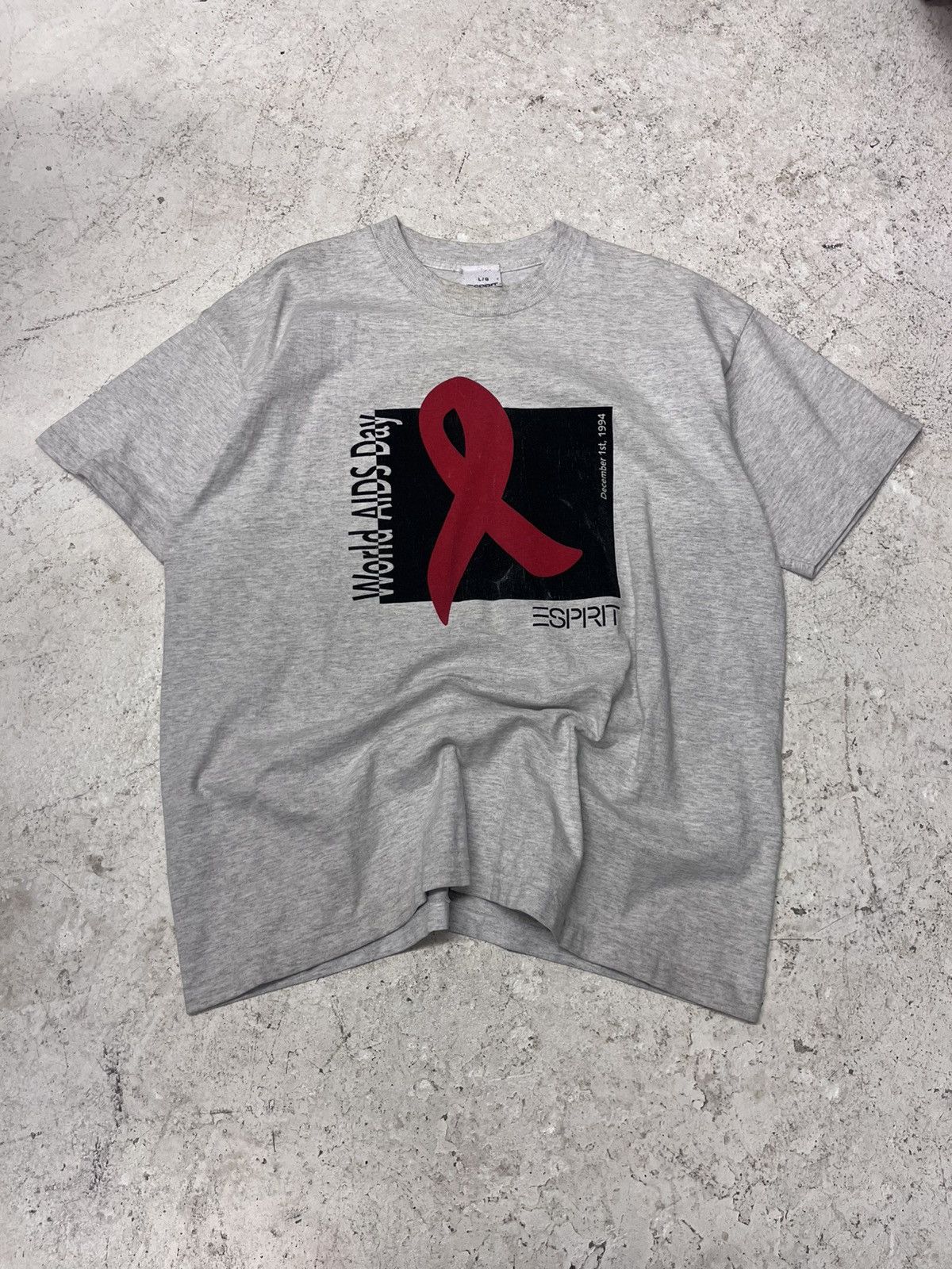 Vintage Vintage grey esprit world aids day tee Size US L / EU 52-54 / 3 - 2 Thumbnail